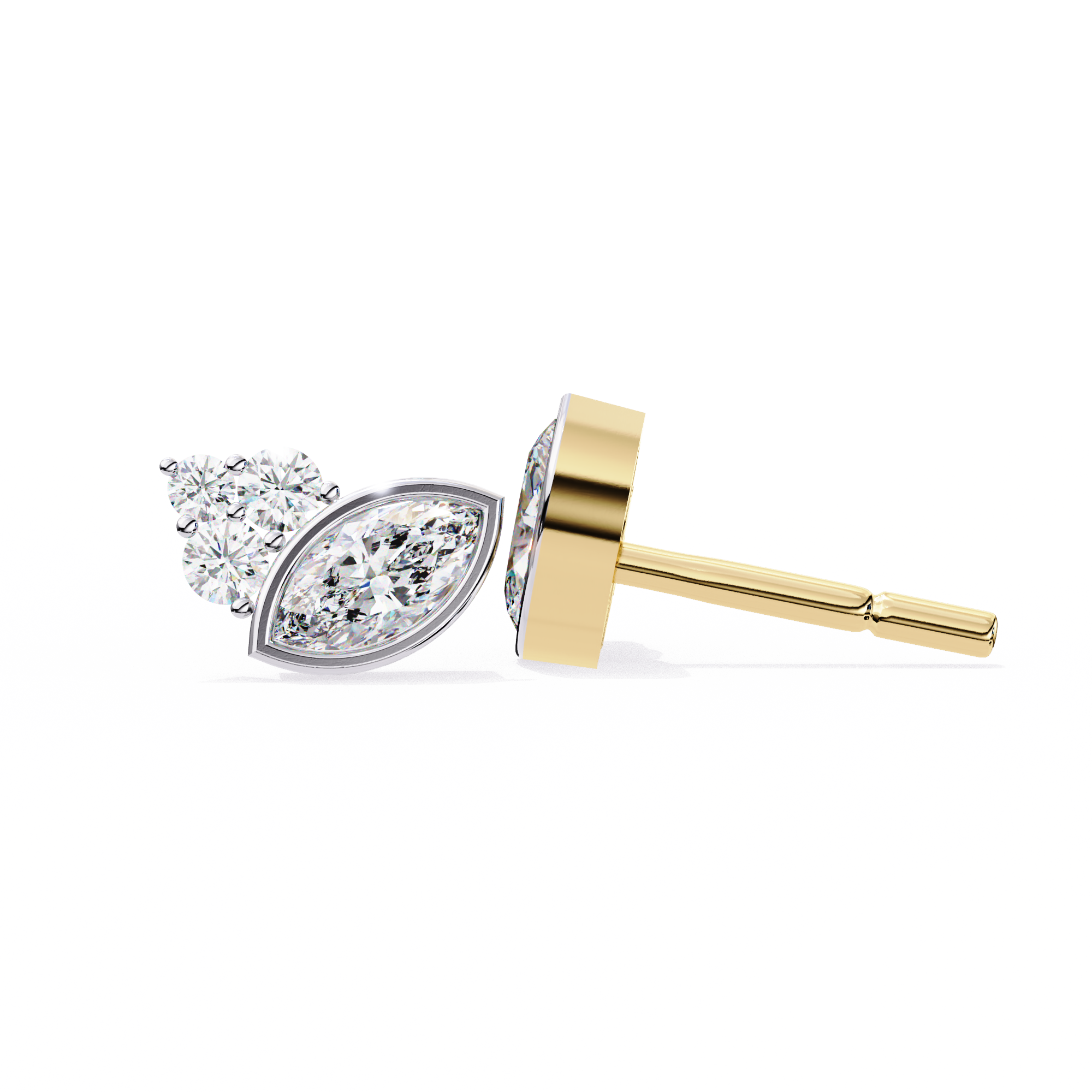 Pure Radiance 0.47 Carat Round and Marquise EF/VS Lab Grown Diamond Stud Earrings