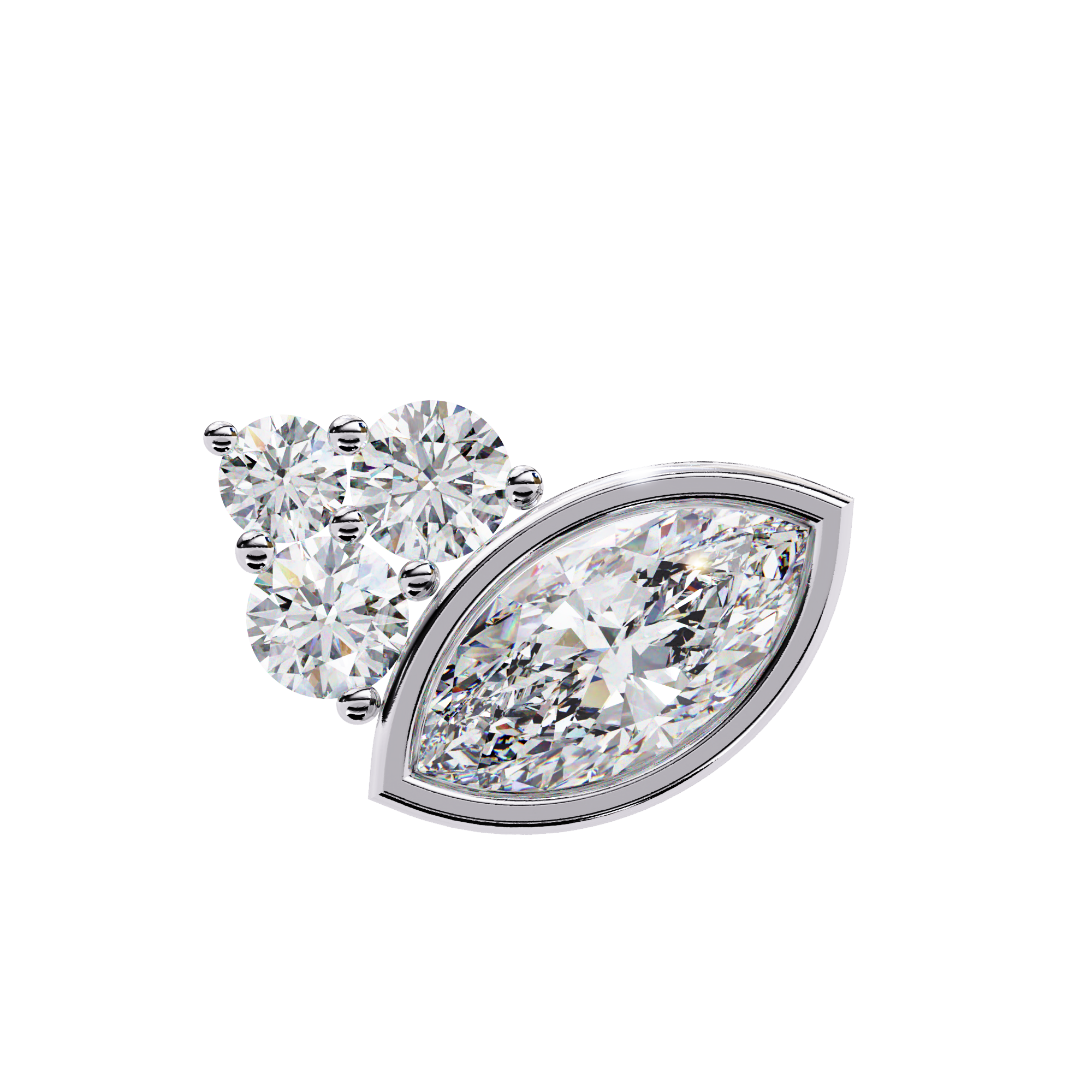 Pure Radiance 0.47 Carat Round and Marquise EF/VS Lab Grown Diamond Stud Earrings
