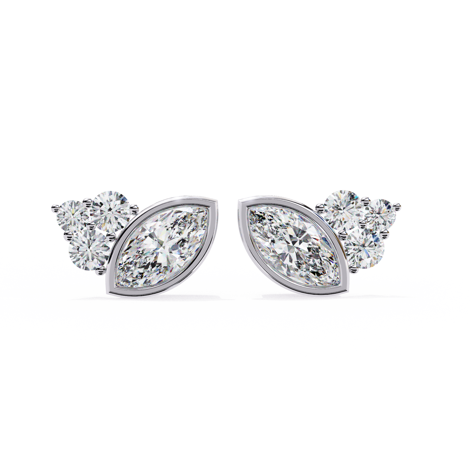 Pure Radiance 0.47 Carat Round and Marquise EF/VS Lab Grown Diamond Stud Earrings
