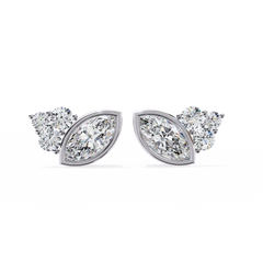 Solitairekart 0.47ct Marquise Cluster Natural Diamond Stud Earrings-HI Color, VS-SI Clarity