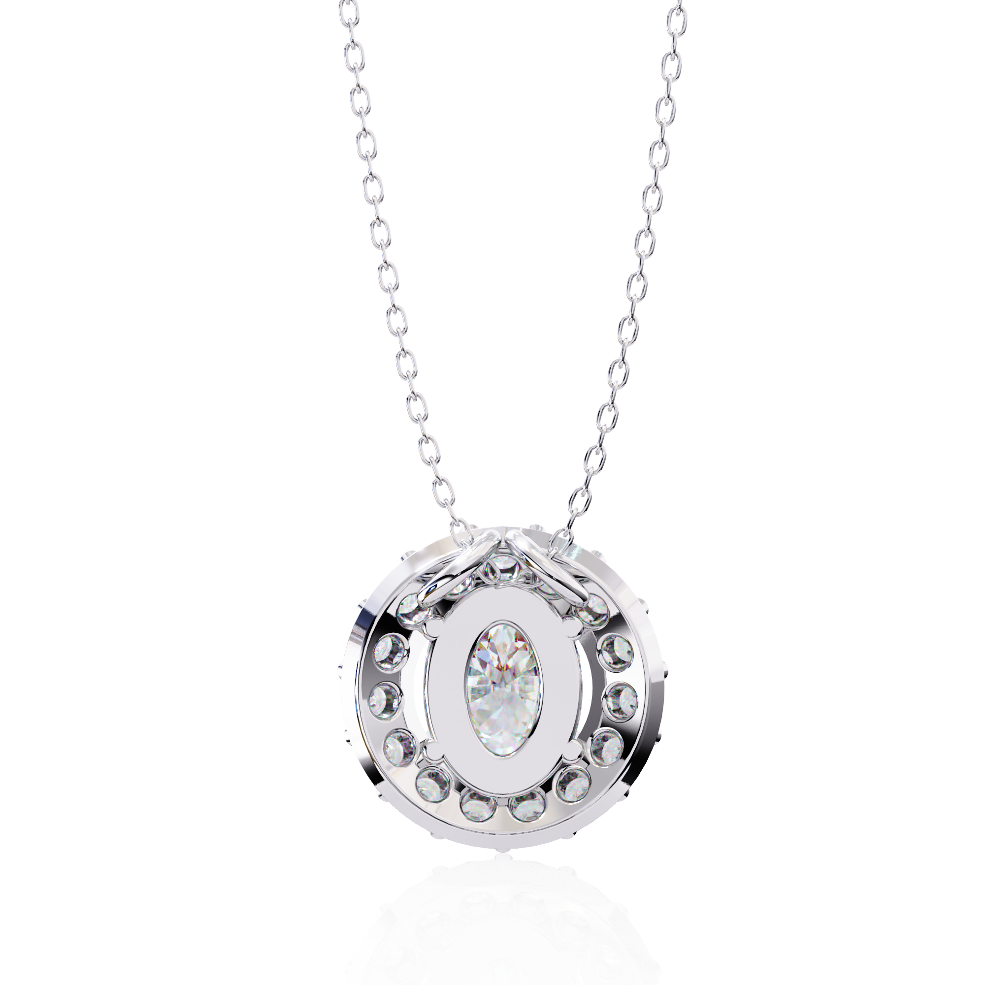0.97 Carat Lab-Grown Diamond Pendant Necklace – Oval & Round Shape EF/VS