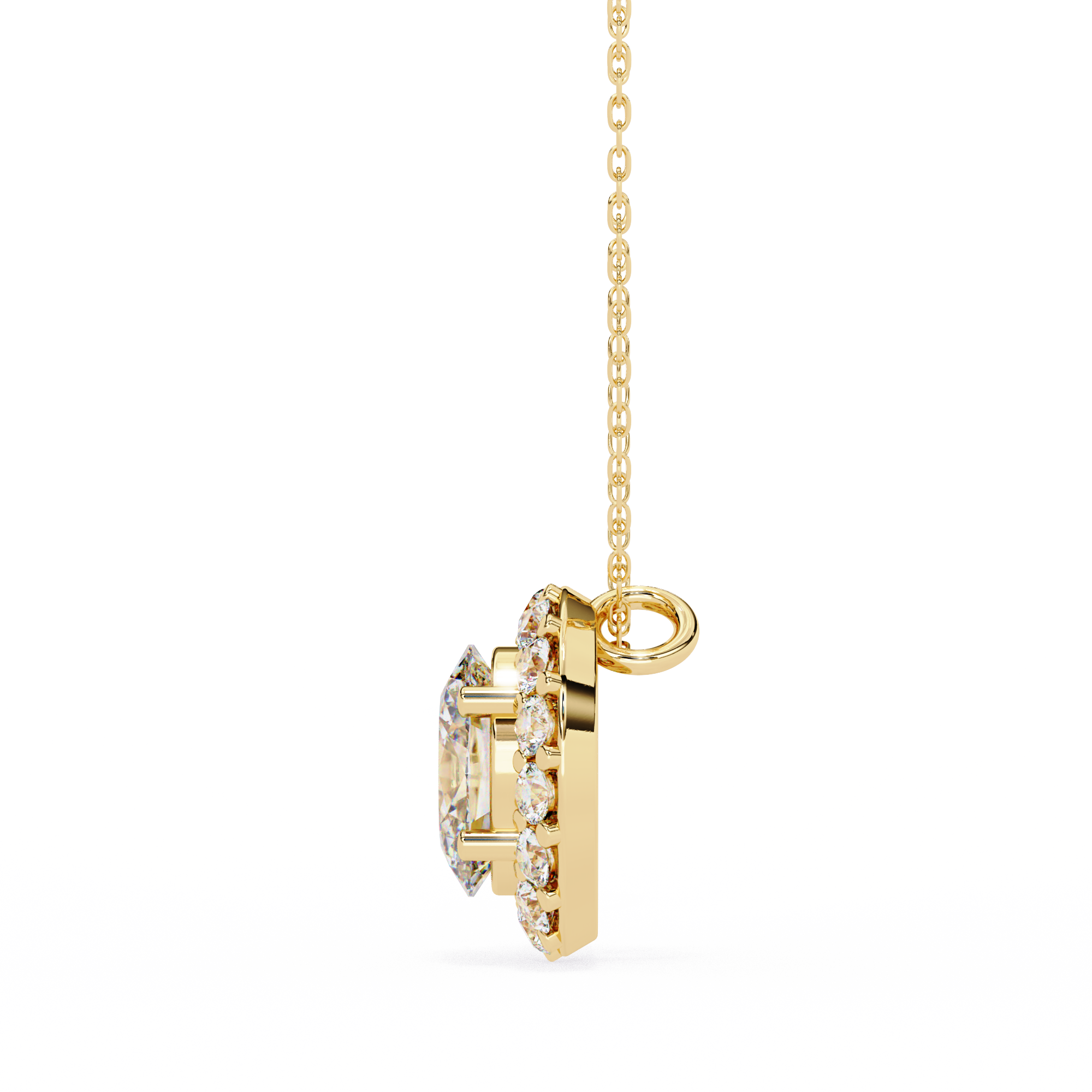 0.97 Carat Lab-Grown Diamond Pendant Necklace – Oval & Round Shape EF/VS