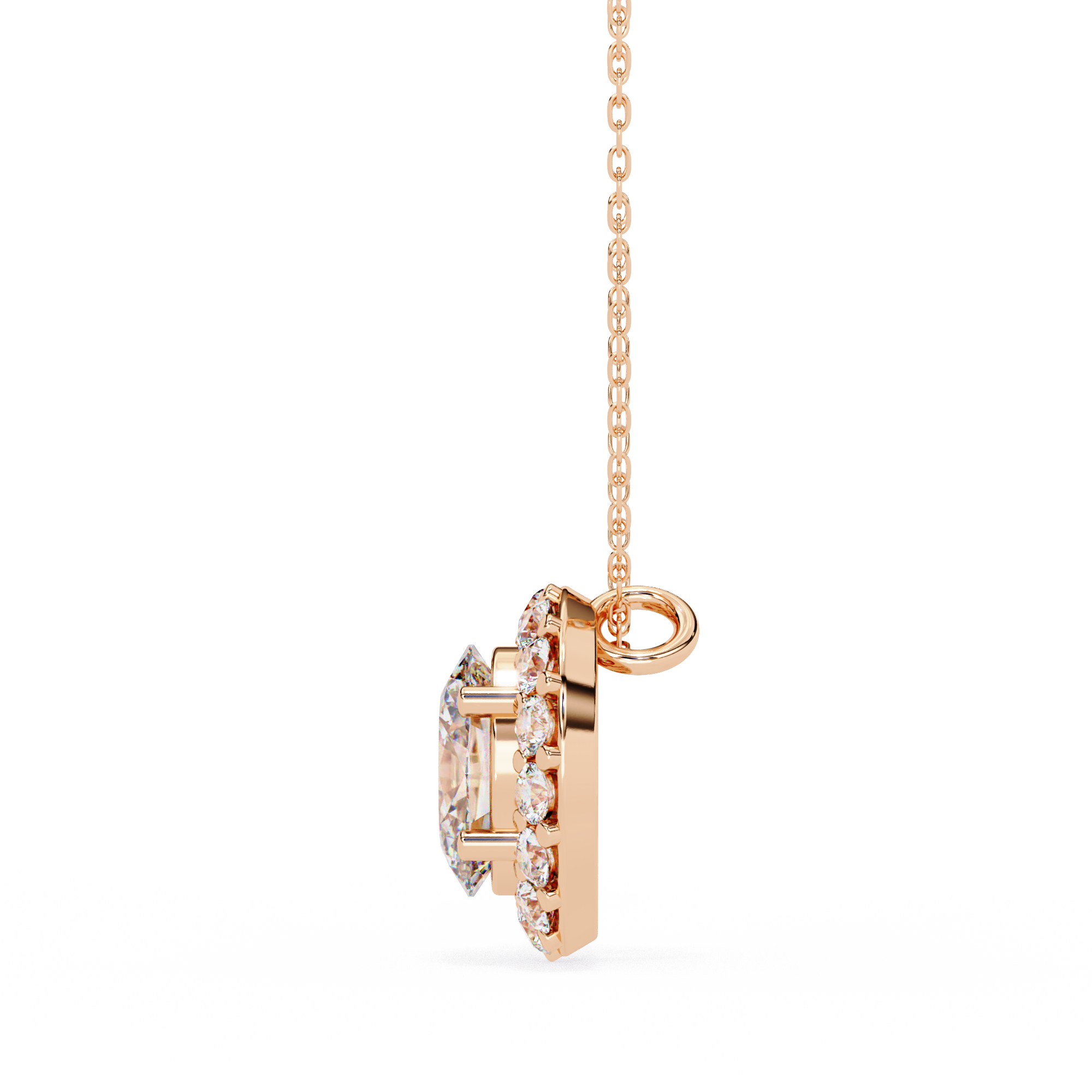 0.97 Carat Lab-Grown Diamond Pendant Necklace – Oval & Round Shape EF/VS
