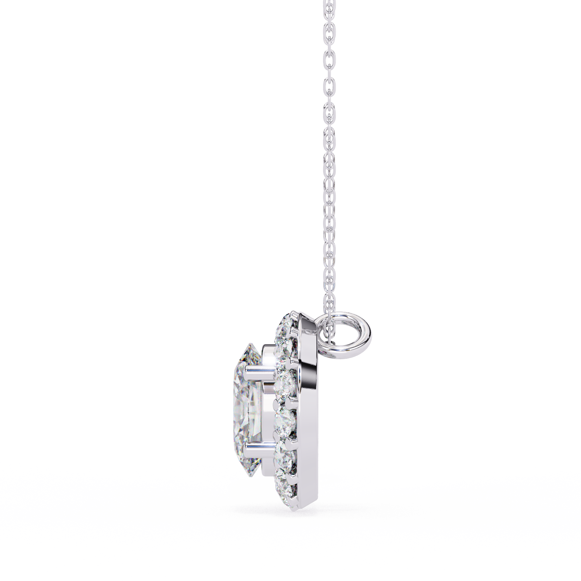 0.97 Carat Lab-Grown Diamond Pendant Necklace – Oval & Round Shape EF/VS