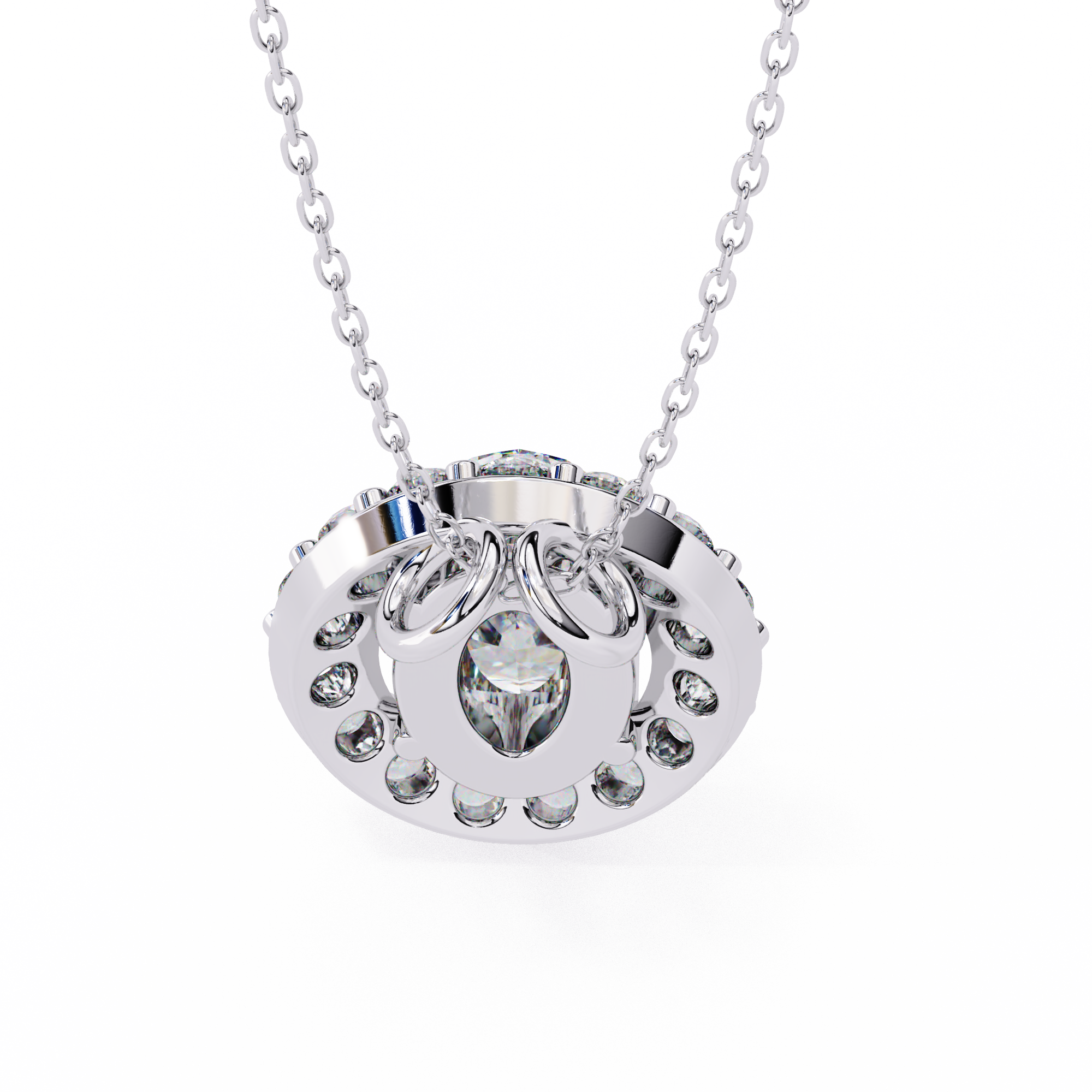 0.97 Carat Lab-Grown Diamond Pendant Necklace – Oval & Round Shape EF/VS