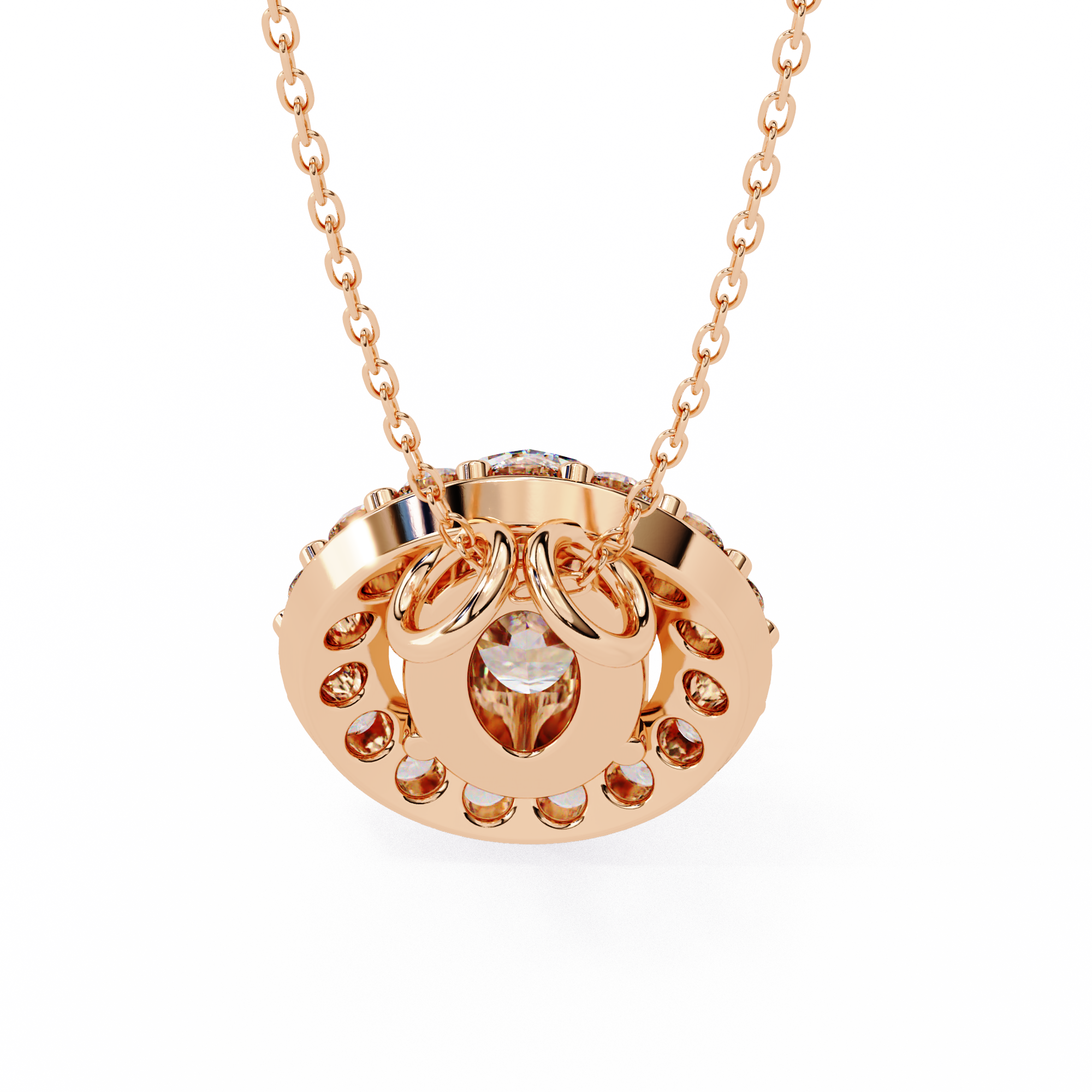 0.97 Carat Lab-Grown Diamond Pendant Necklace – Oval & Round Shape EF/VS