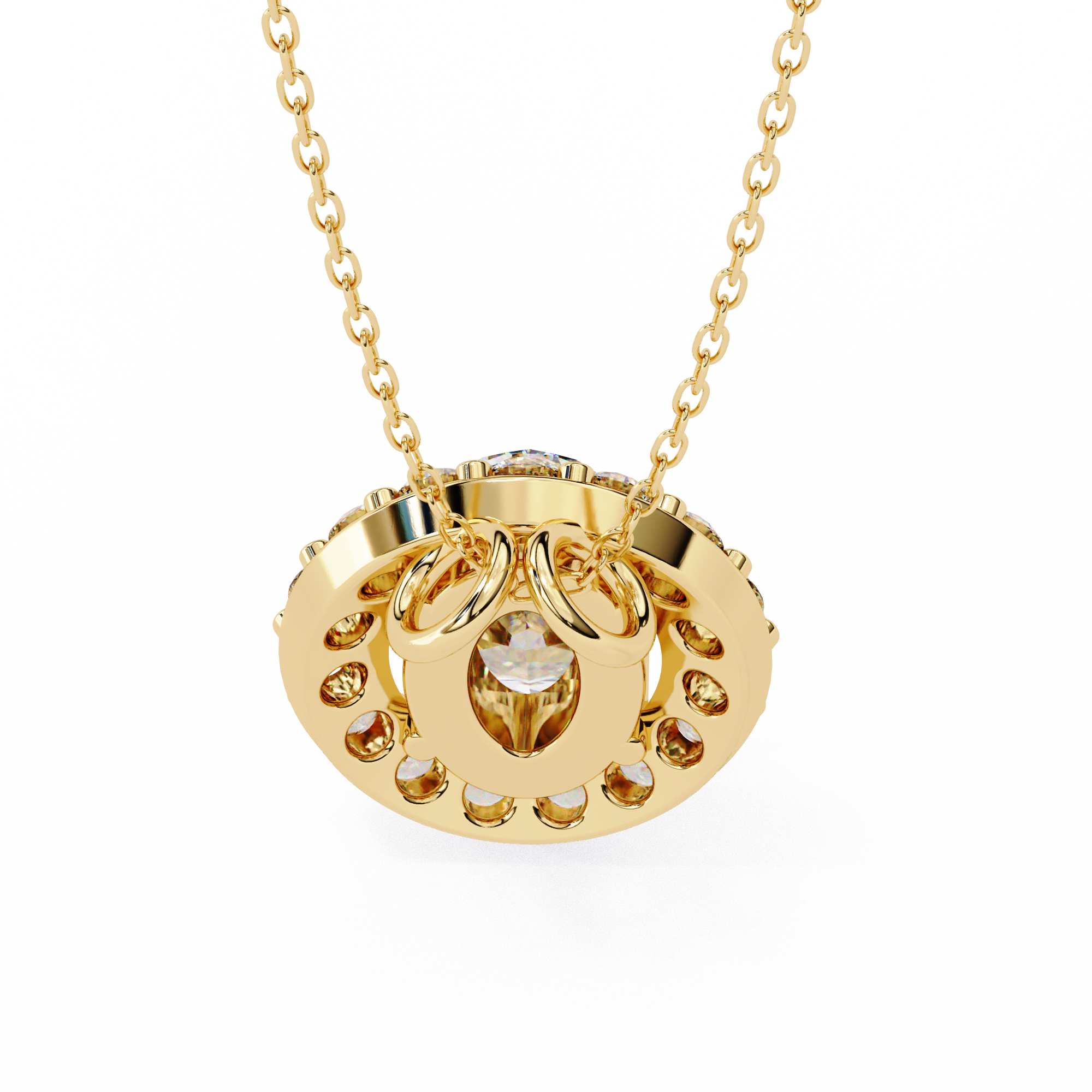 0.97 Carat Lab-Grown Diamond Pendant Necklace – Oval & Round Shape EF/VS