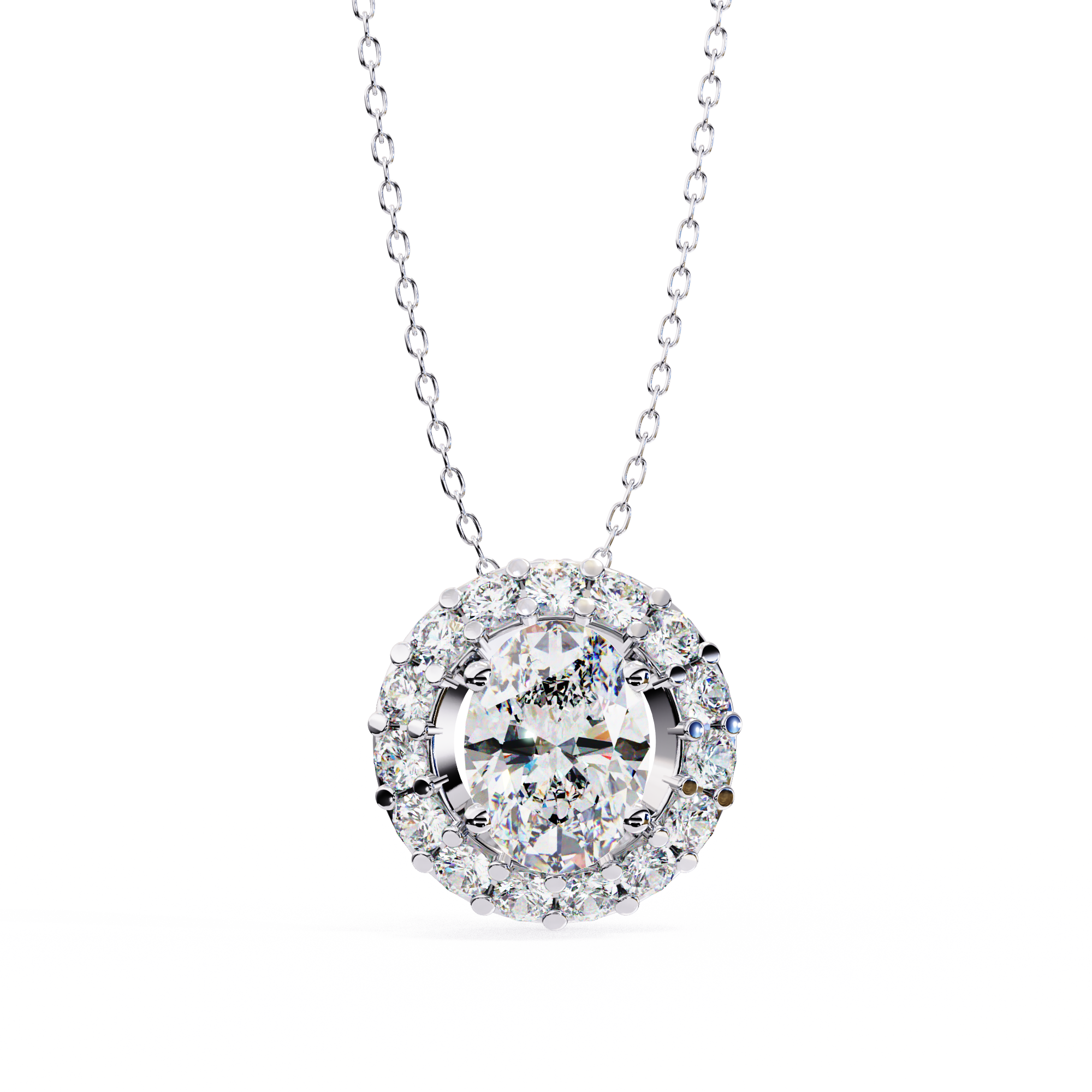 0.97 Carat Lab-Grown Diamond Pendant Necklace – Oval & Round Shape EF/VS