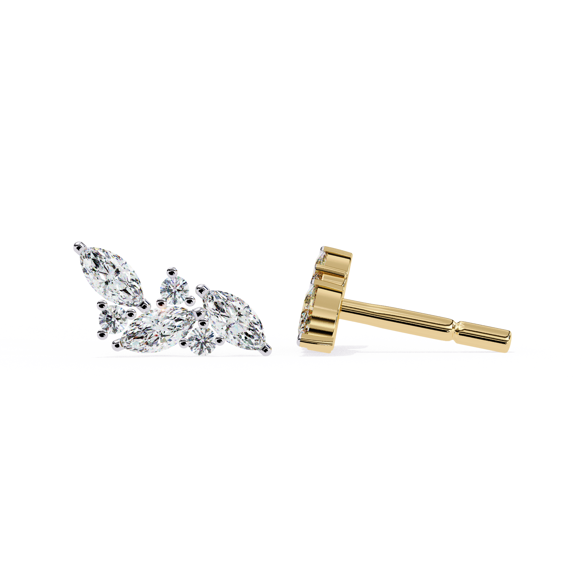 Eternal Duo Glow: 0.35 Carat Marquise & Round Lab Grown Diamond Stud Earrings