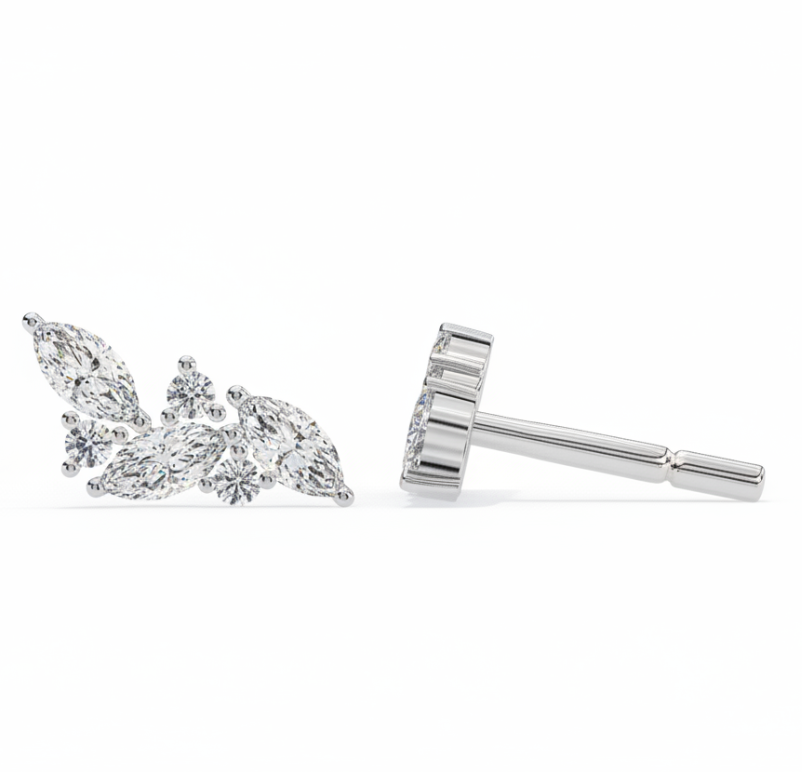 Eternal Duo Glow: 0.35 Carat Marquise & Round Lab Grown Diamond Stud Earrings