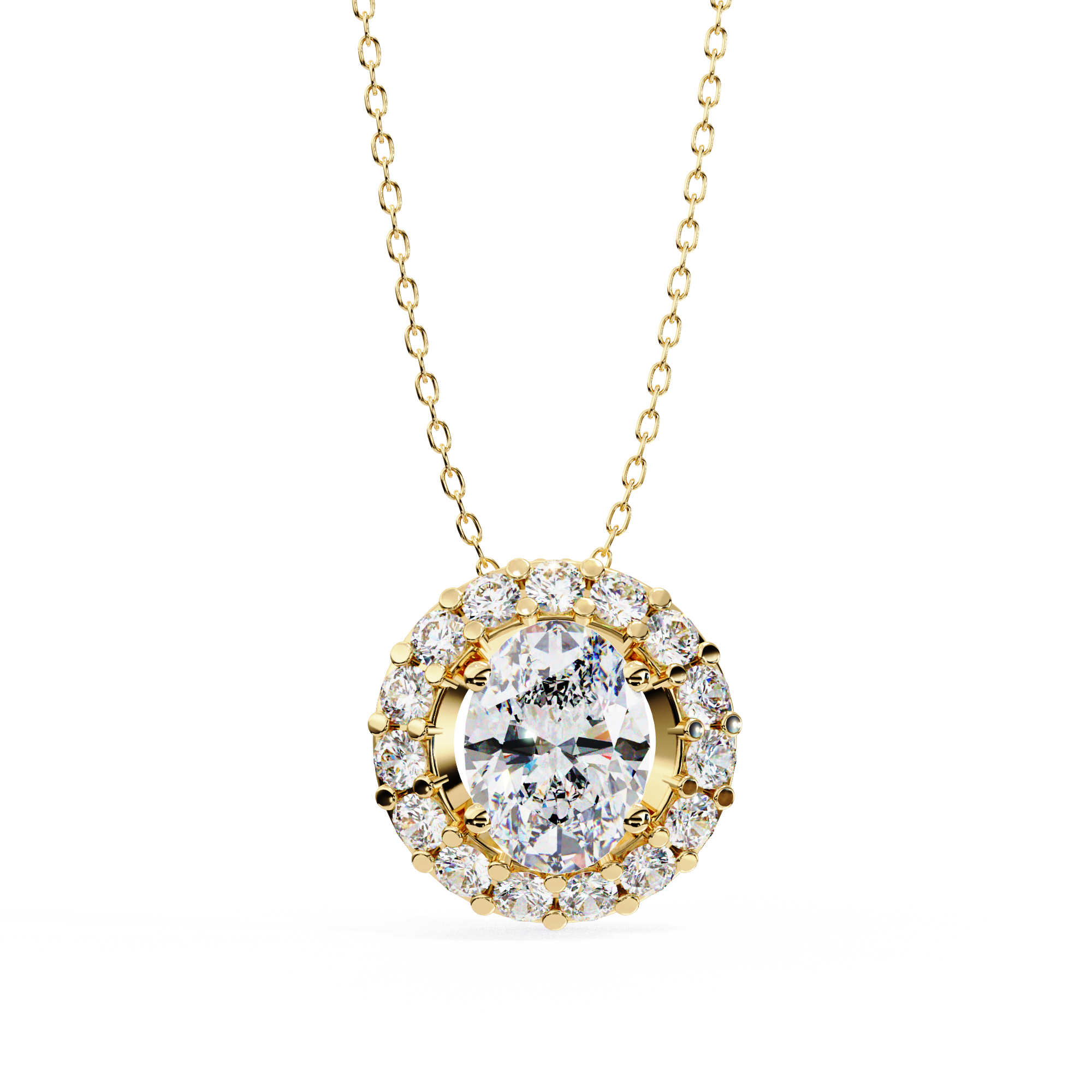 0.97 Carat Lab-Grown Diamond Pendant Necklace – Oval & Round Shape EF/VS