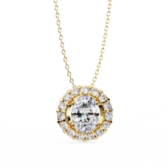 0.97 Carat Lab-Grown Diamond Pendant Necklace – Oval & Round Shape EF/VS