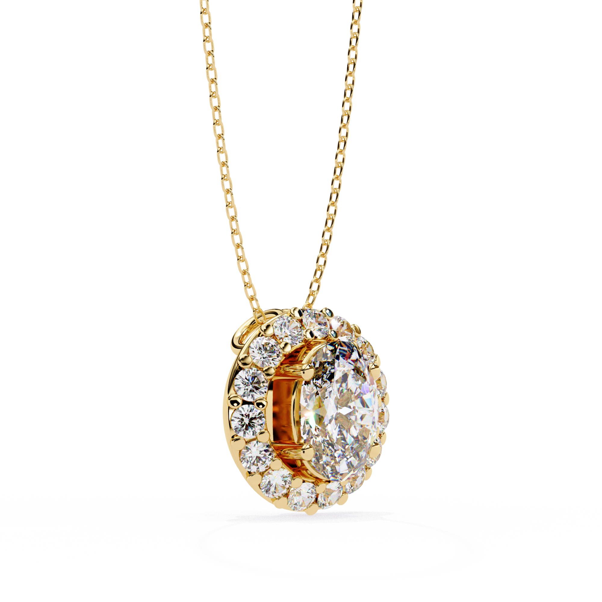0.97 Carat Lab-Grown Diamond Pendant Necklace – Oval & Round Shape EF/VS