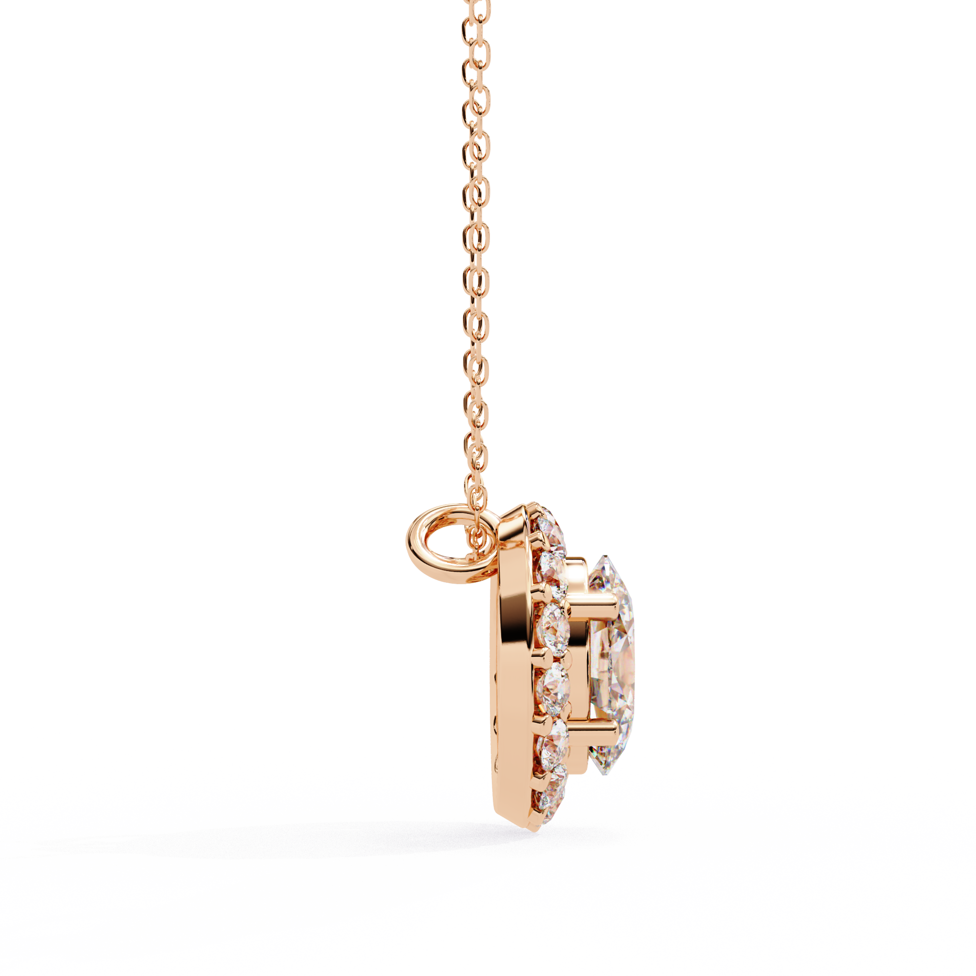0.97 Carat Lab-Grown Diamond Pendant Necklace – Oval & Round Shape EF/VS
