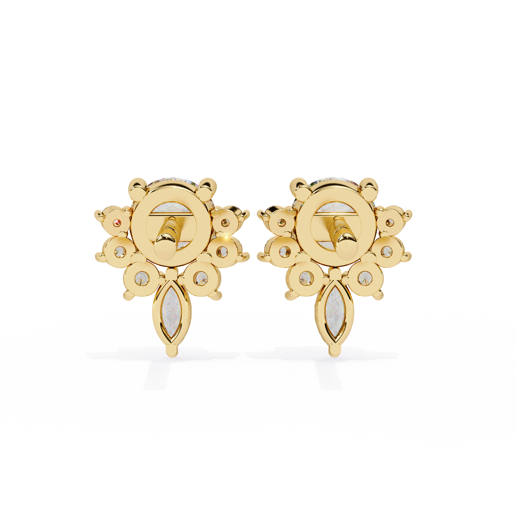 Eternal Duo Brilliance: 0.68 Carat Round & Marquise Lab Grown Diamond Stud Earrings