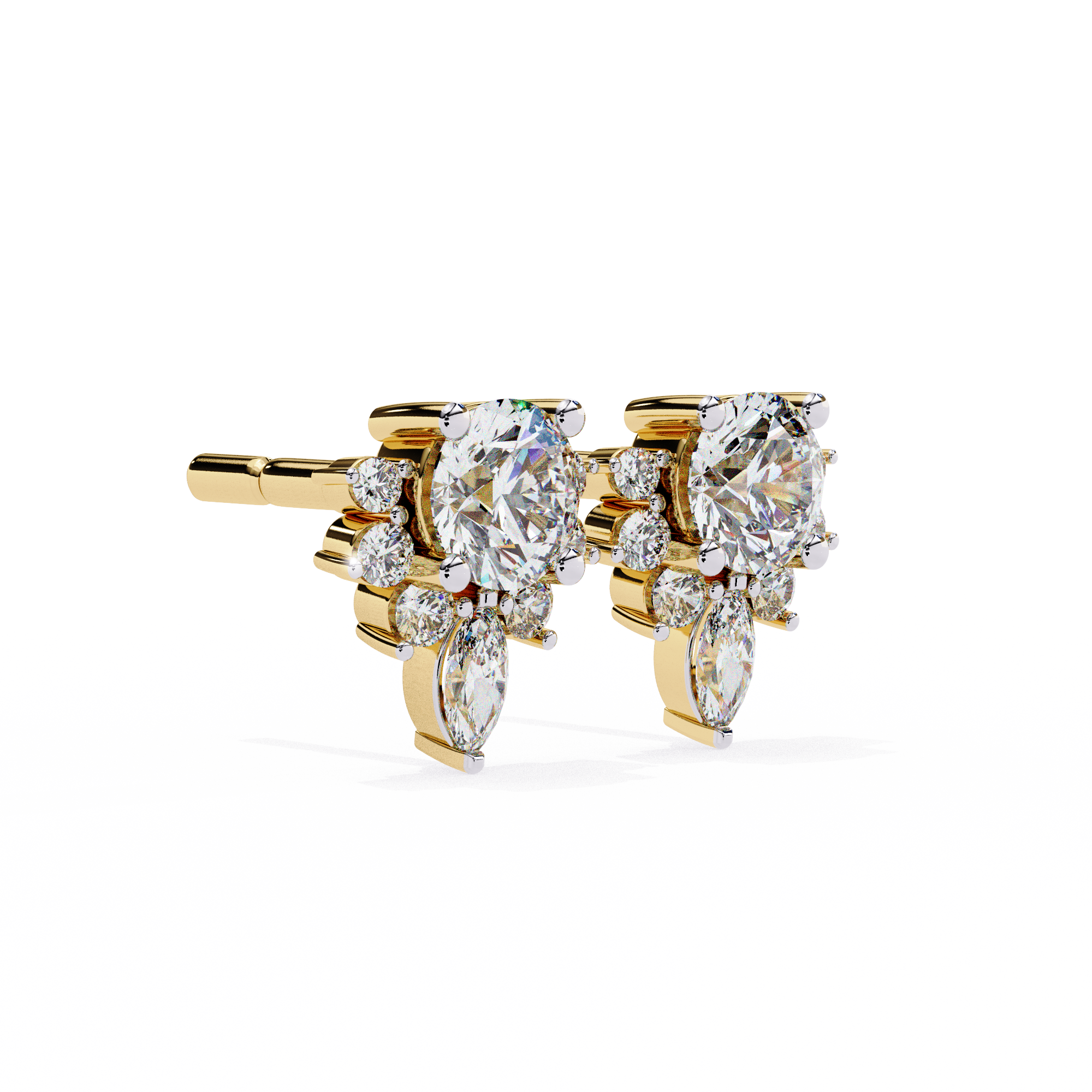 Eternal Duo Brilliance: 0.68 Carat Round & Marquise Lab Grown Diamond Stud Earrings