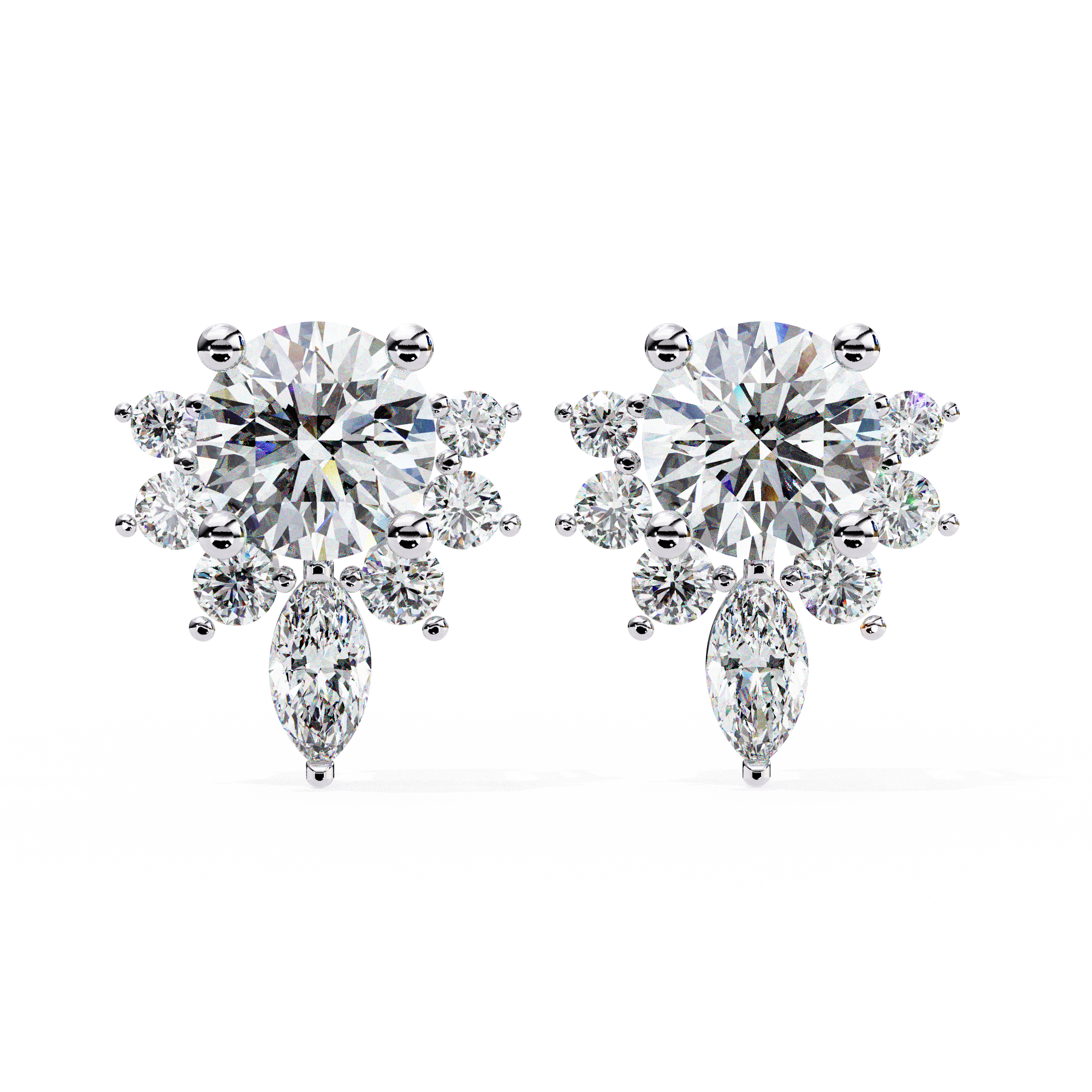 Eternal Duo Brilliance: 0.68 Carat Round & Marquise Lab Grown Diamond Stud Earrings