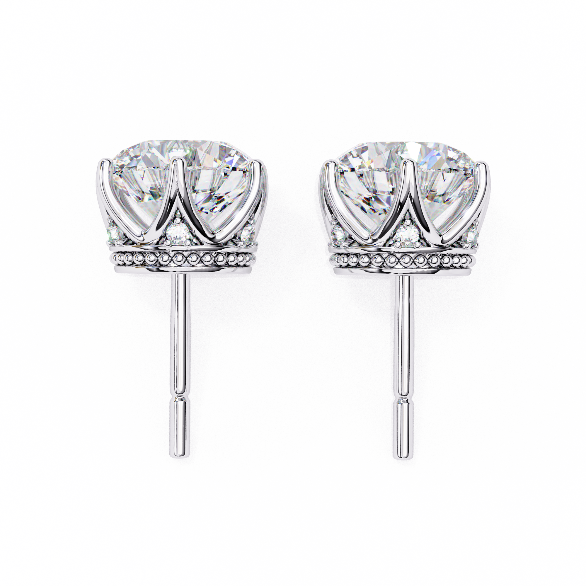 Timeless Sparkle 2.62ct Round Shape E/VS2 Lab-Grown Diamond Stud Earrings