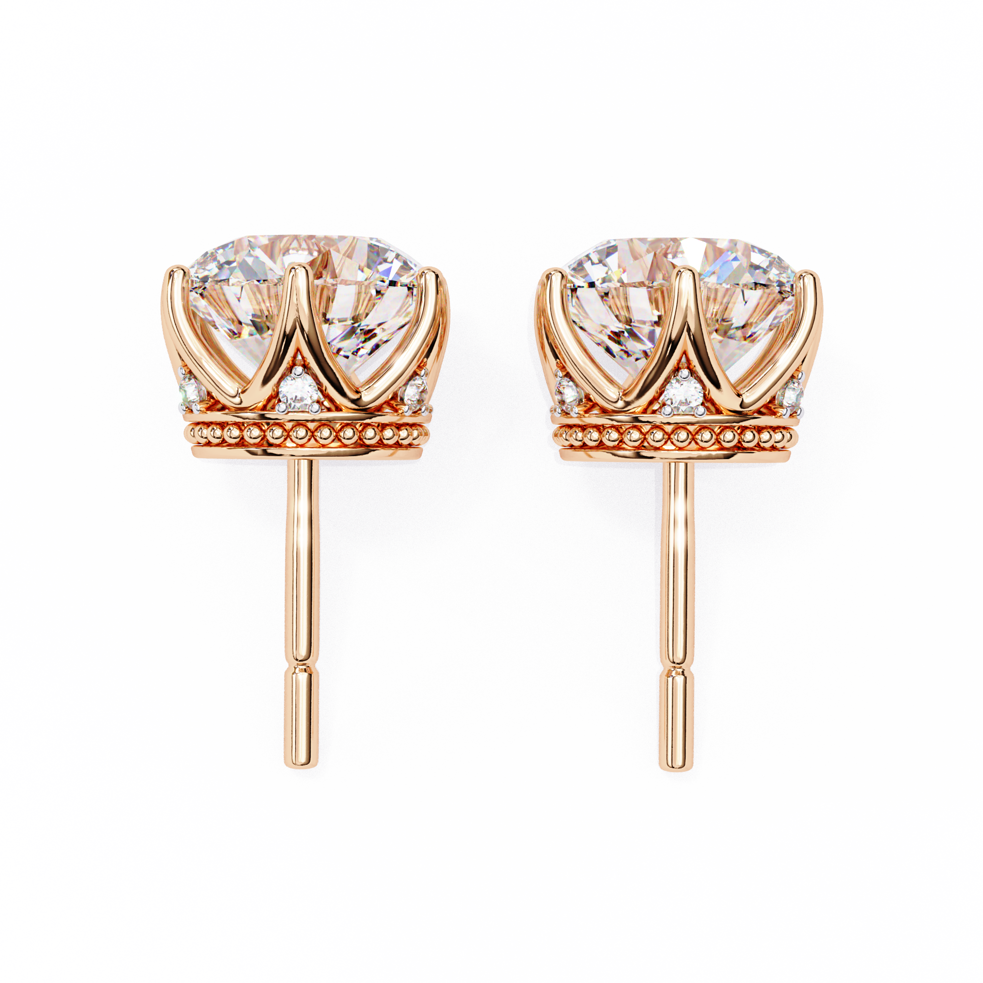 Timeless Sparkle 2.62ct Round Shape E/VS2 Lab-Grown Diamond Stud Earrings