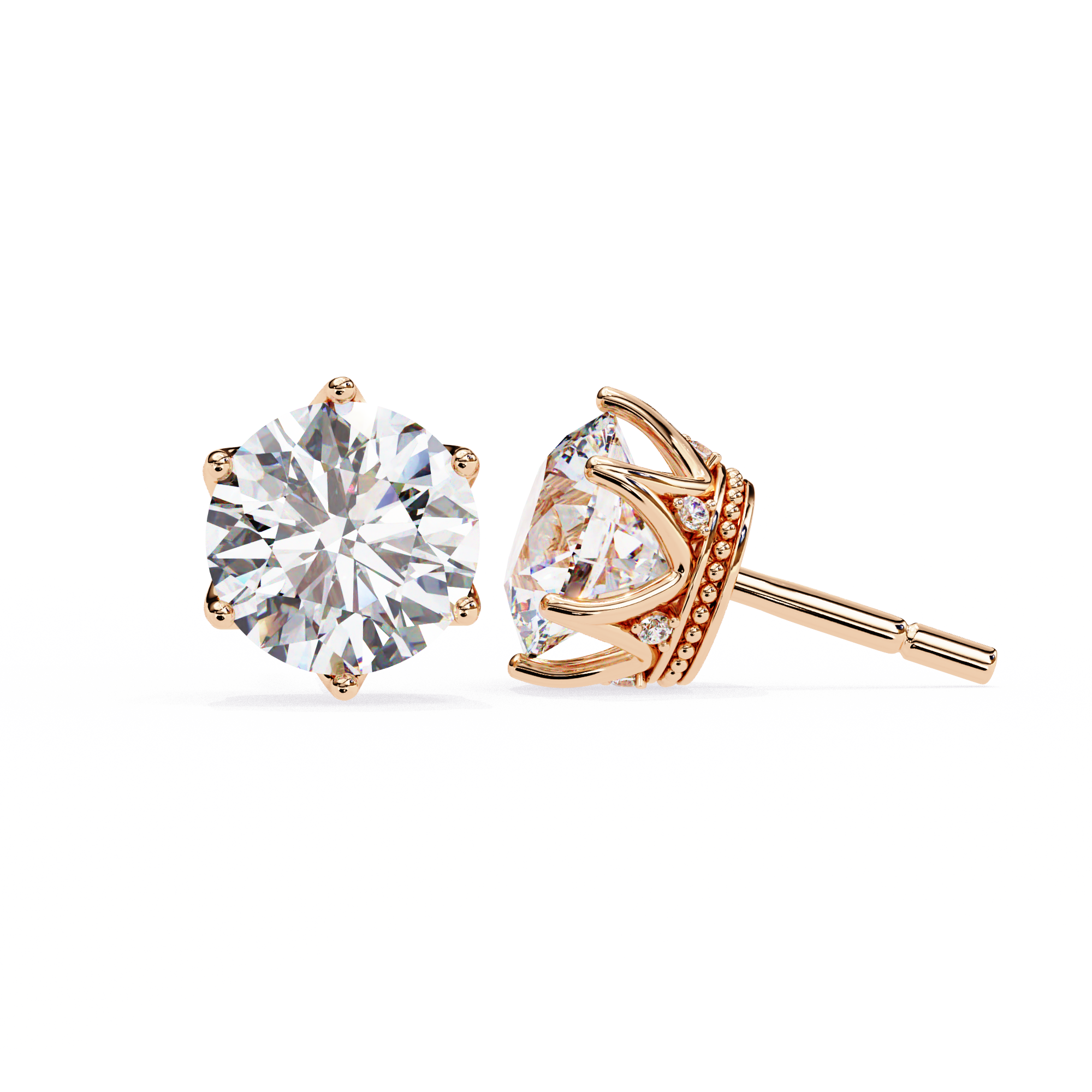 Timeless Sparkle 2.62ct Round Shape E/VS2 Lab-Grown Diamond Stud Earrings