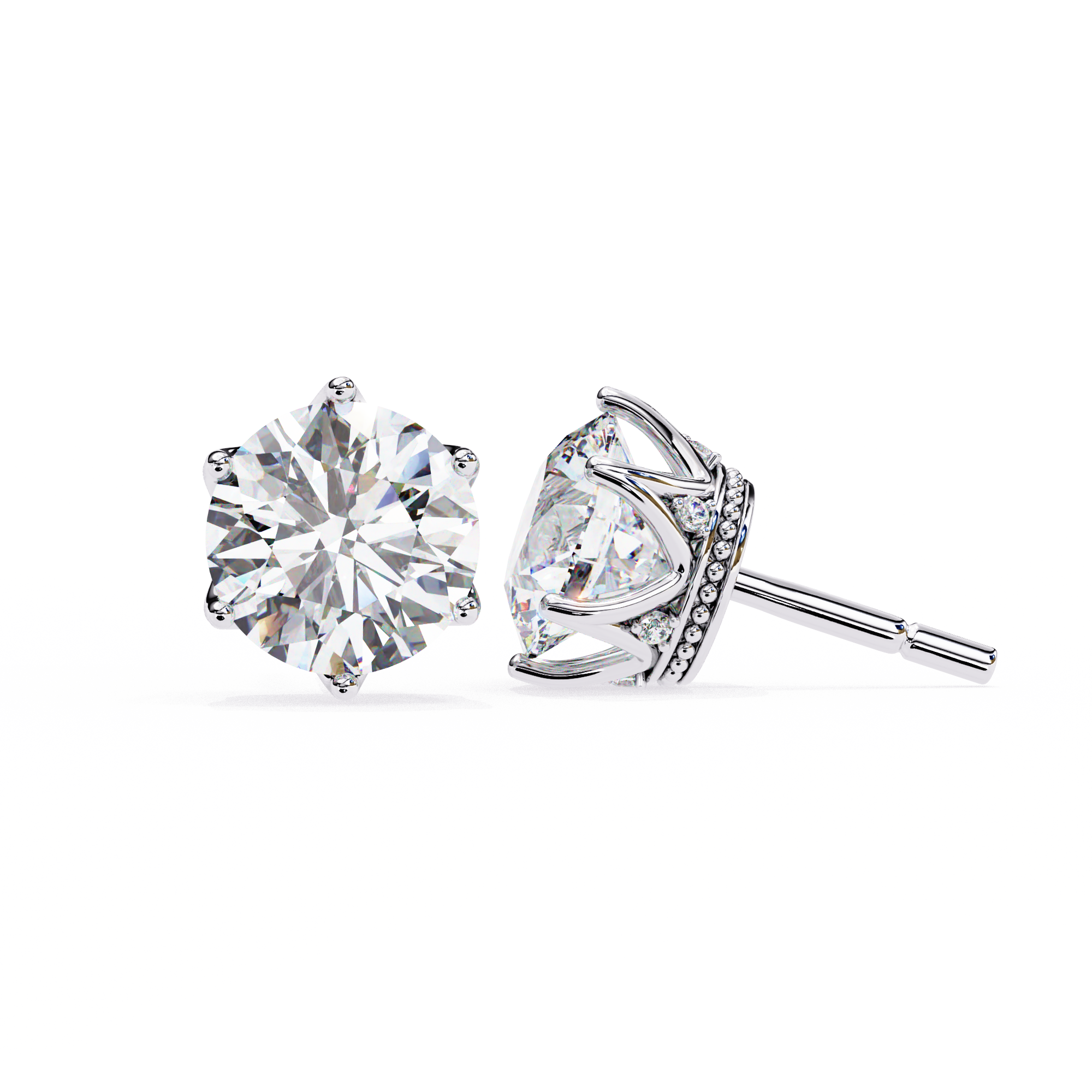 Timeless Sparkle 2.62ct Round Shape E/VS2 Lab-Grown Diamond Stud Earrings