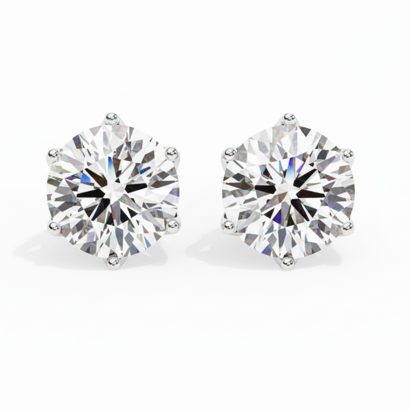 Timeless Sparkle 2.62ct Round Shape E/VS2 Lab-Grown Diamond Stud Earrings