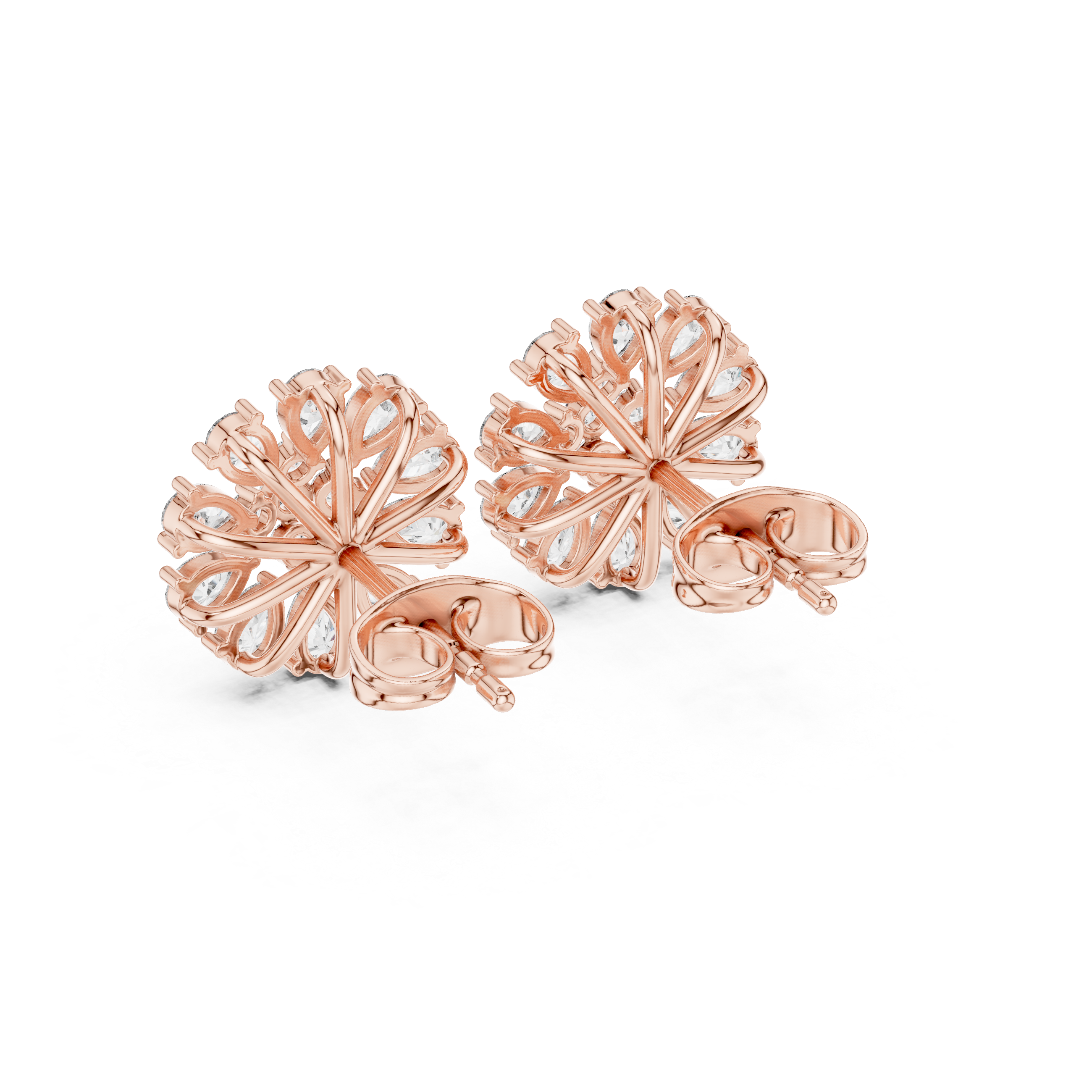 0.95 Carat Pear & Round Natural Diamond Stud Earrings – GH Color, SI Clarity