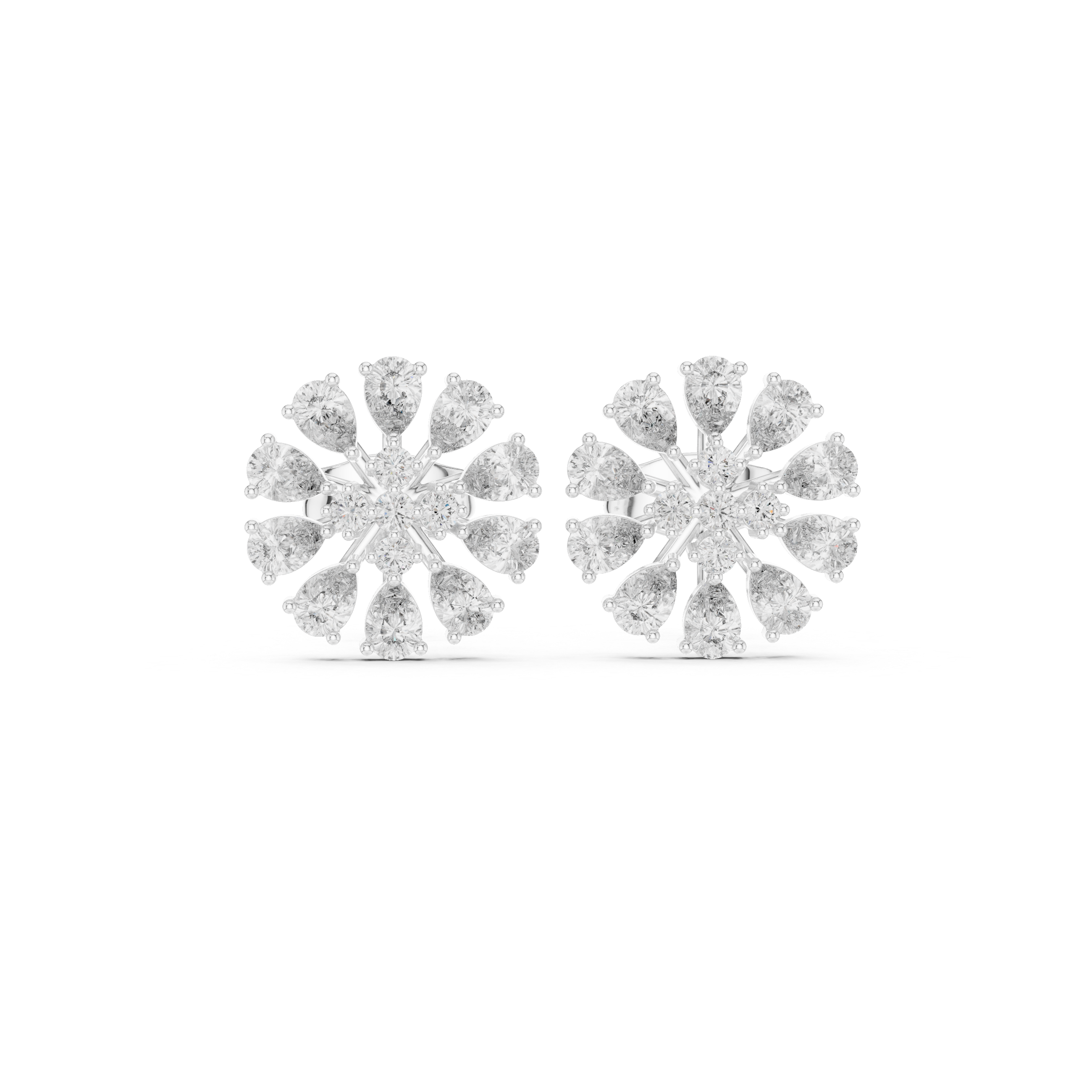 0.95 Carat Pear & Round Natural Diamond Stud Earrings – GH Color, SI Clarity