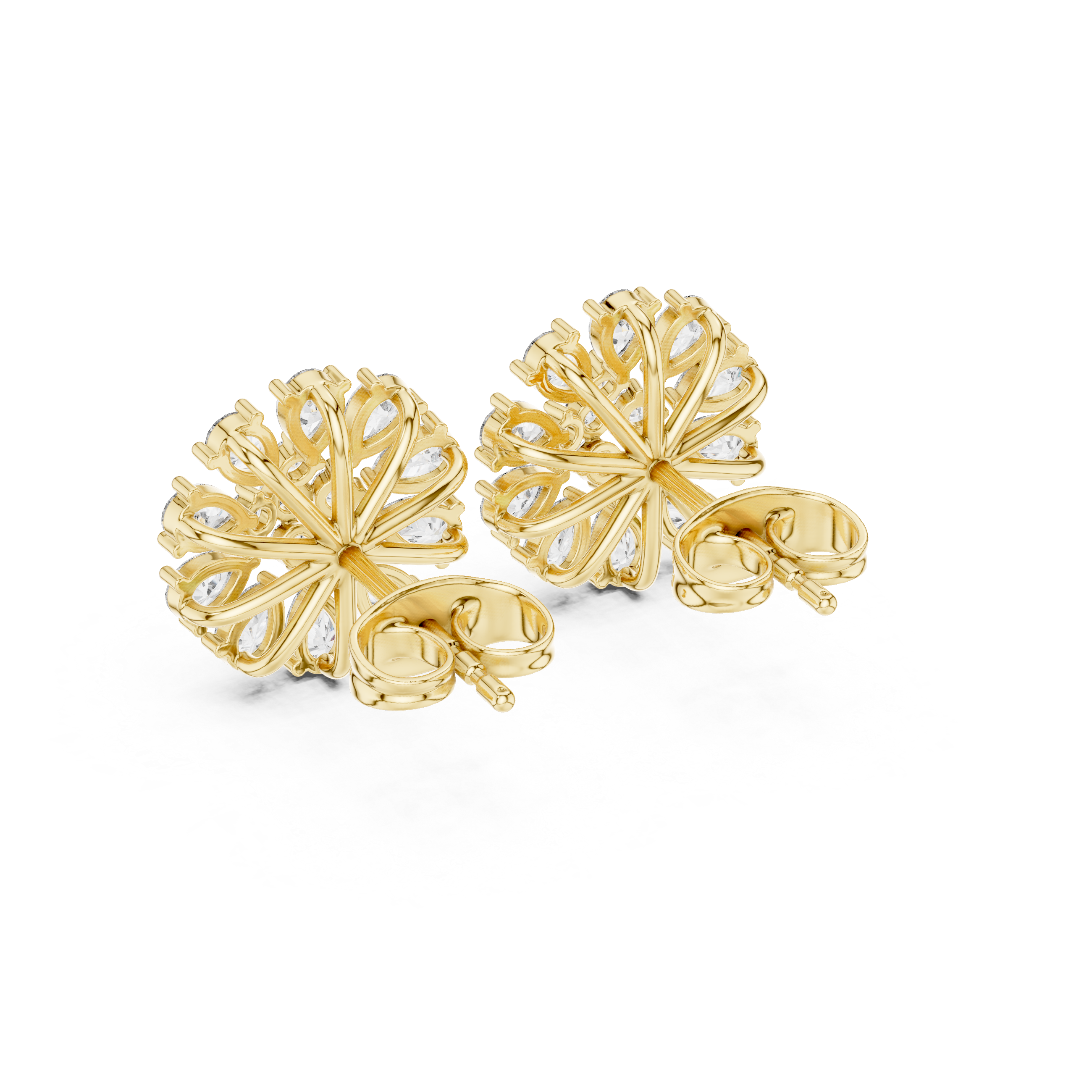 0.95 Carat Pear & Round Natural Diamond Stud Earrings – GH Color, SI Clarity