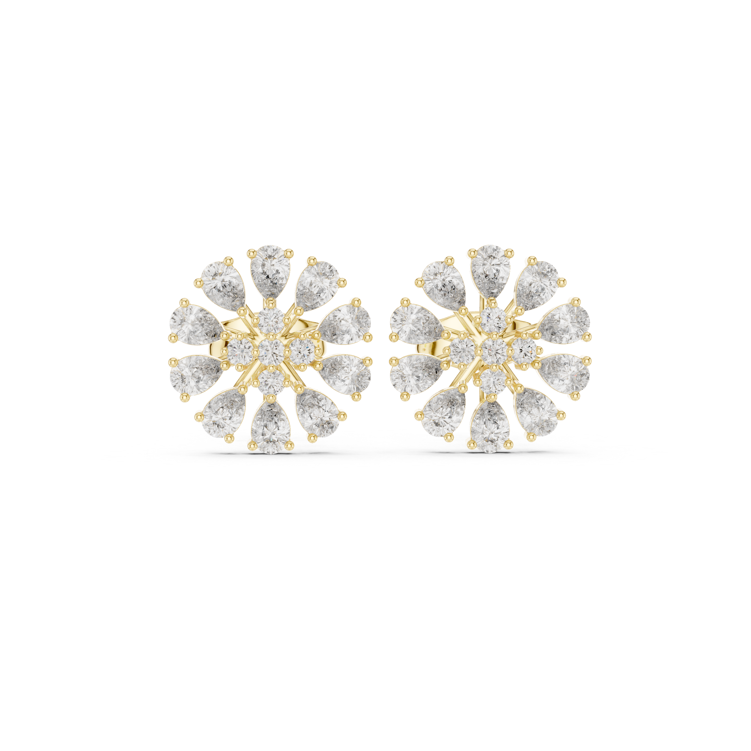 0.95 Carat Pear & Round Natural Diamond Stud Earrings – GH Color, SI Clarity
