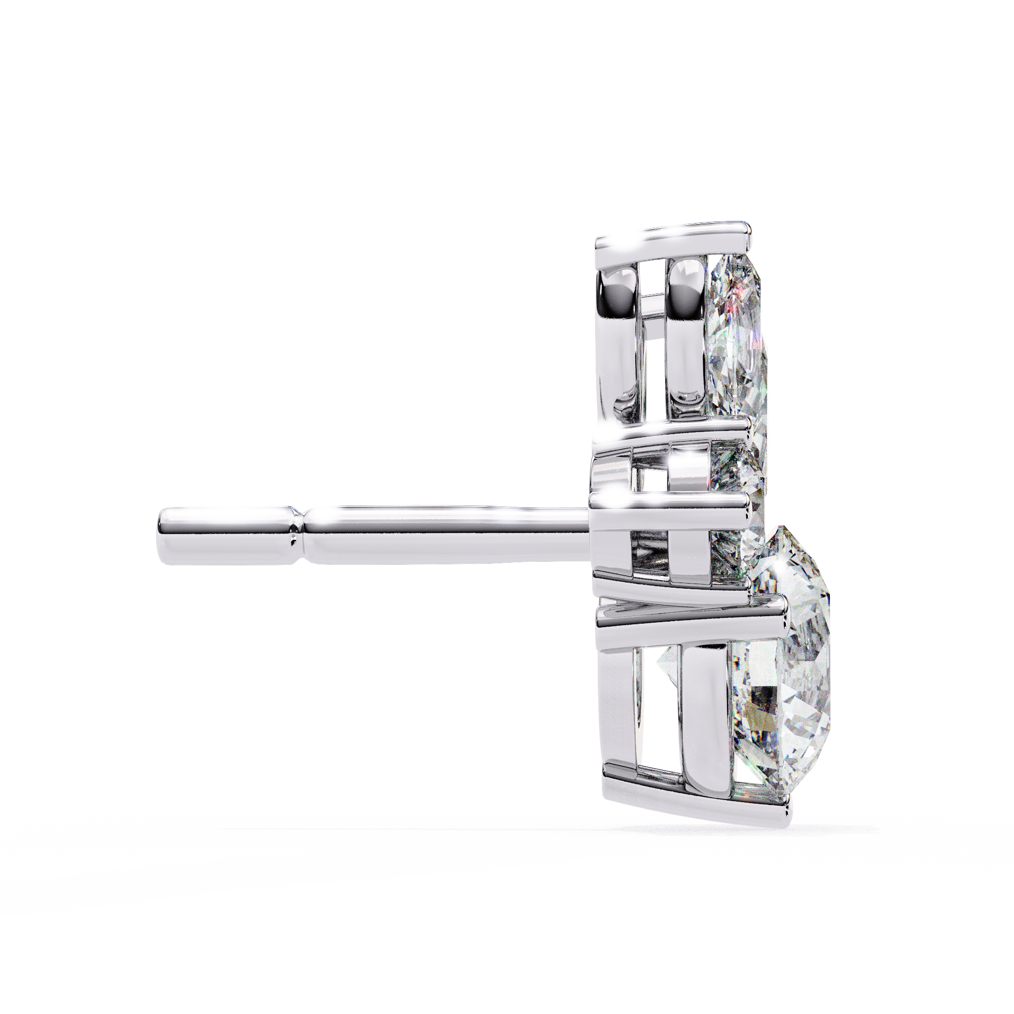 Solitairekart 1.43ct Round & Marquise Cut Natural Diamond Stud Earrings-HI Color, VS-SI Clarity