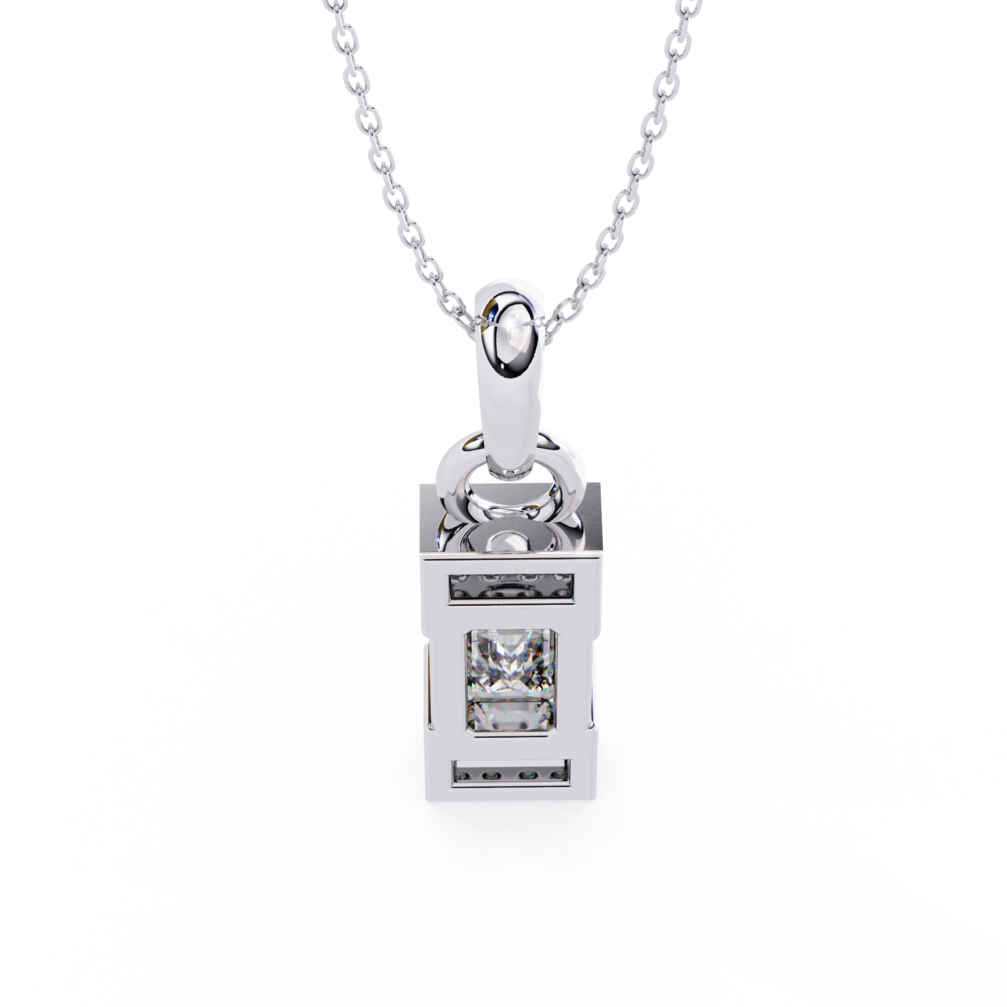1.05ct Lab-Grown Diamond Pendant Necklace – Emerald & Round EF/VS Brilliance
