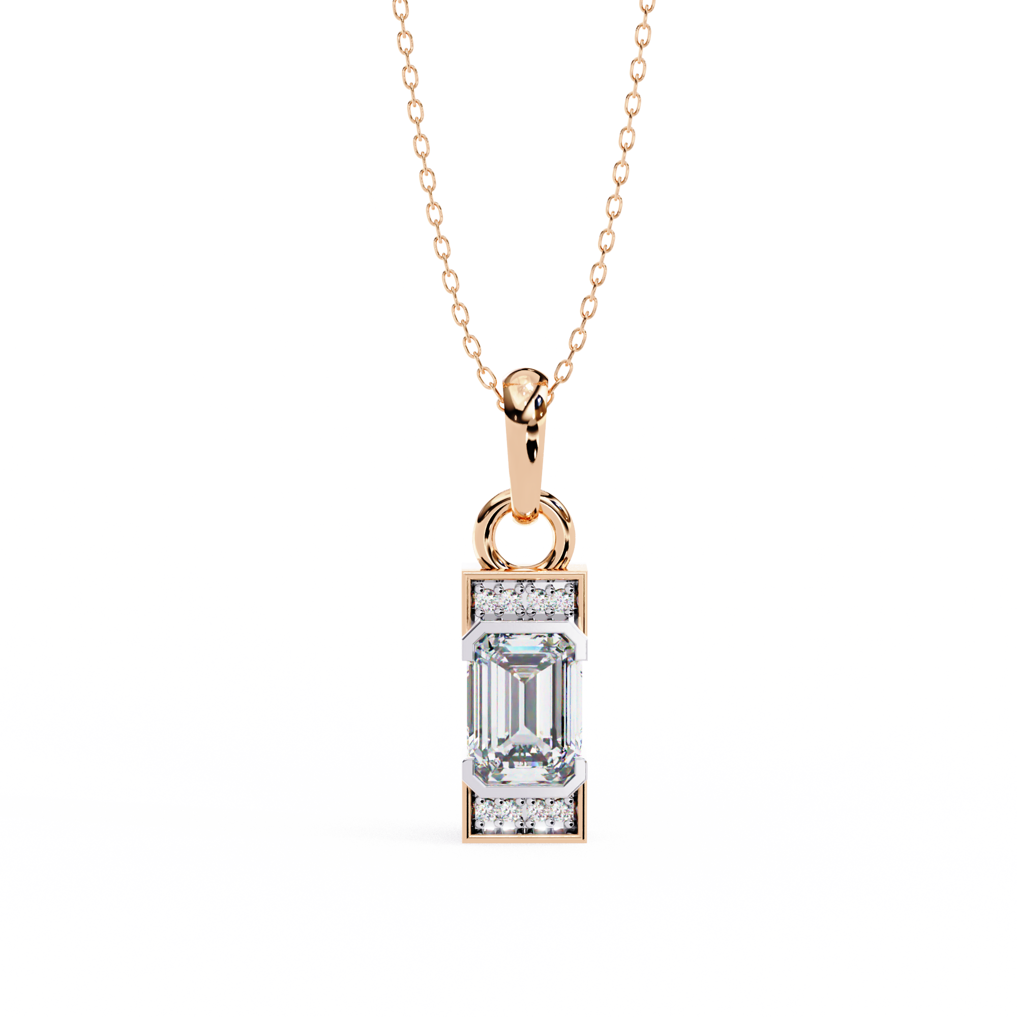 1.05ct Lab-Grown Diamond Pendant Necklace – Emerald & Round EF/VS Brilliance