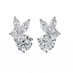 Solitairekart 1.43ct Round & Marquise Cut Natural Diamond Stud Earrings-HI Color, VS-SI Clarity