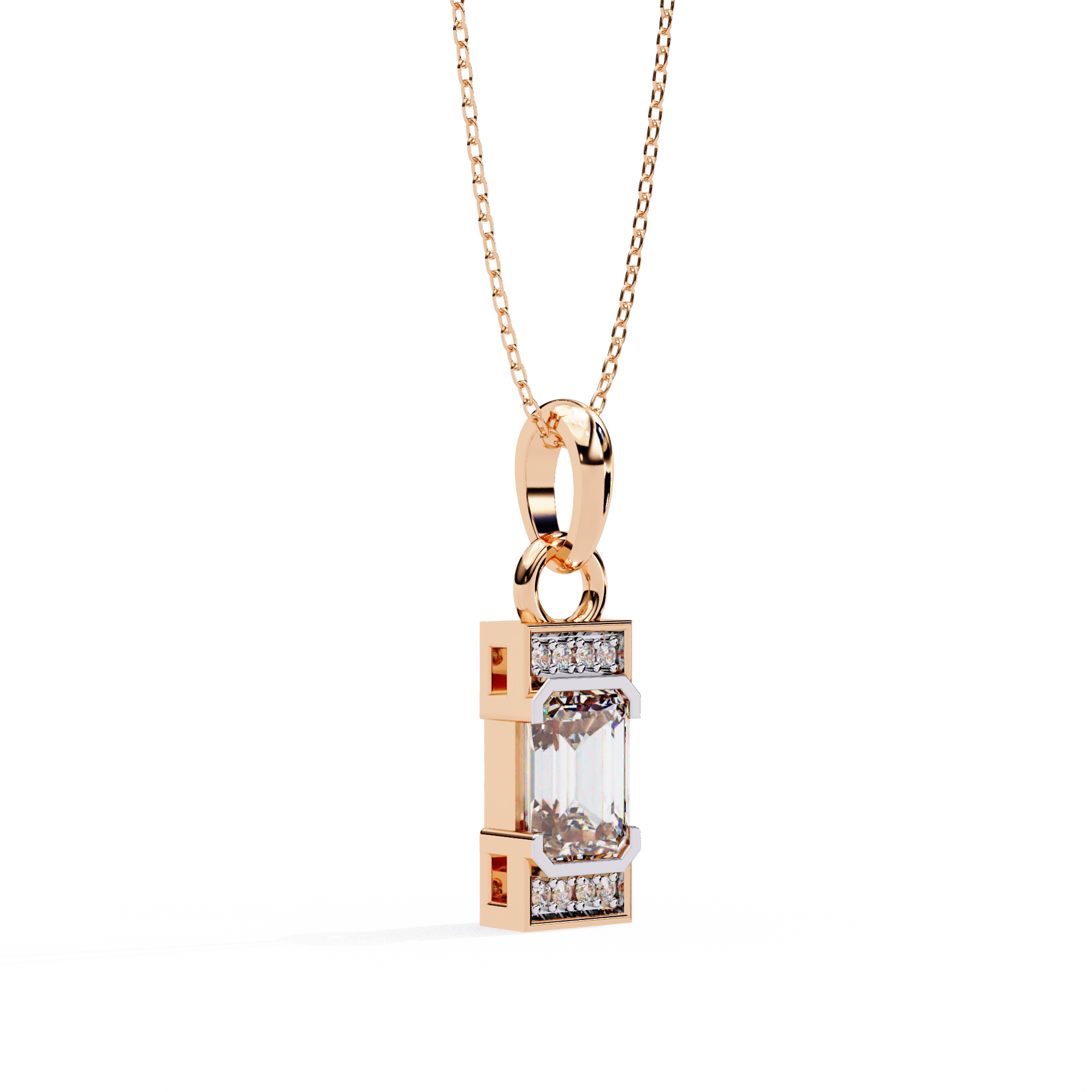 1.05ct Lab-Grown Diamond Pendant Necklace – Emerald & Round EF/VS Brilliance