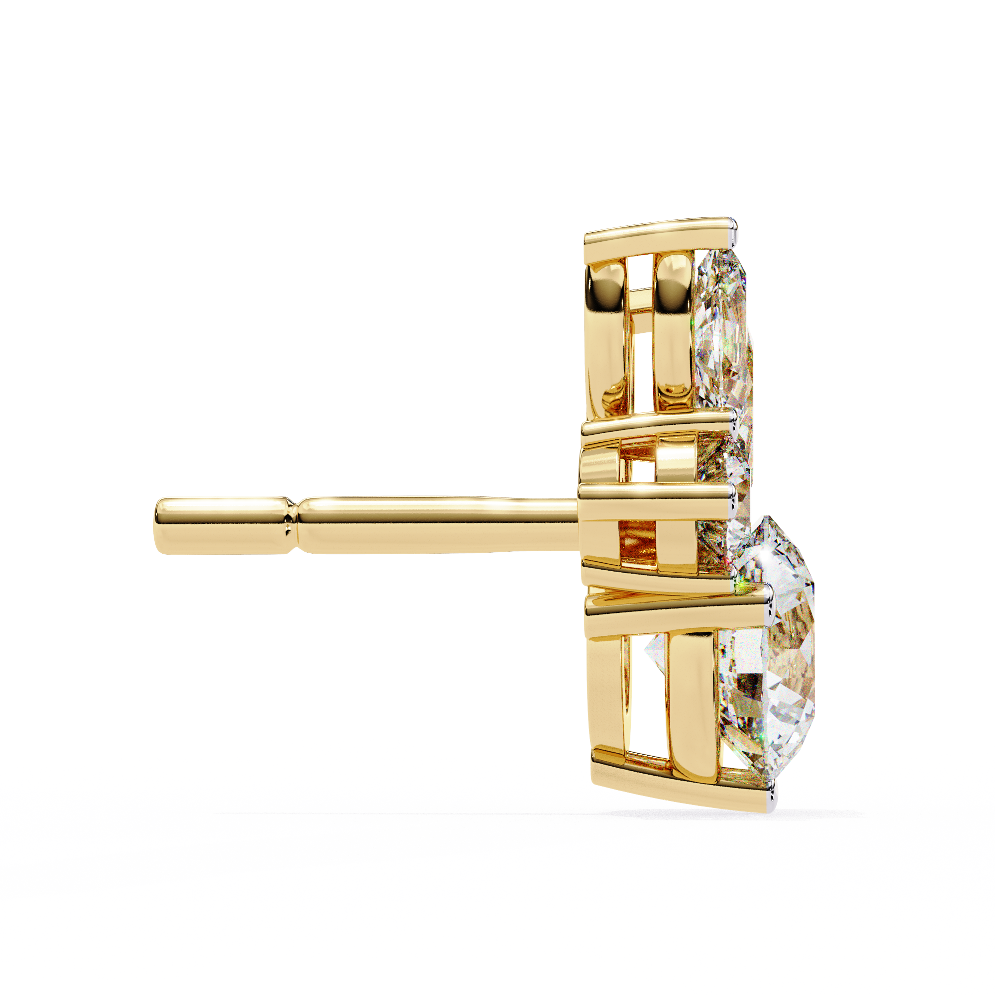 Solitairekart 1.43ct Round & Marquise Cut Natural Diamond Stud Earrings-HI Color, VS-SI Clarity