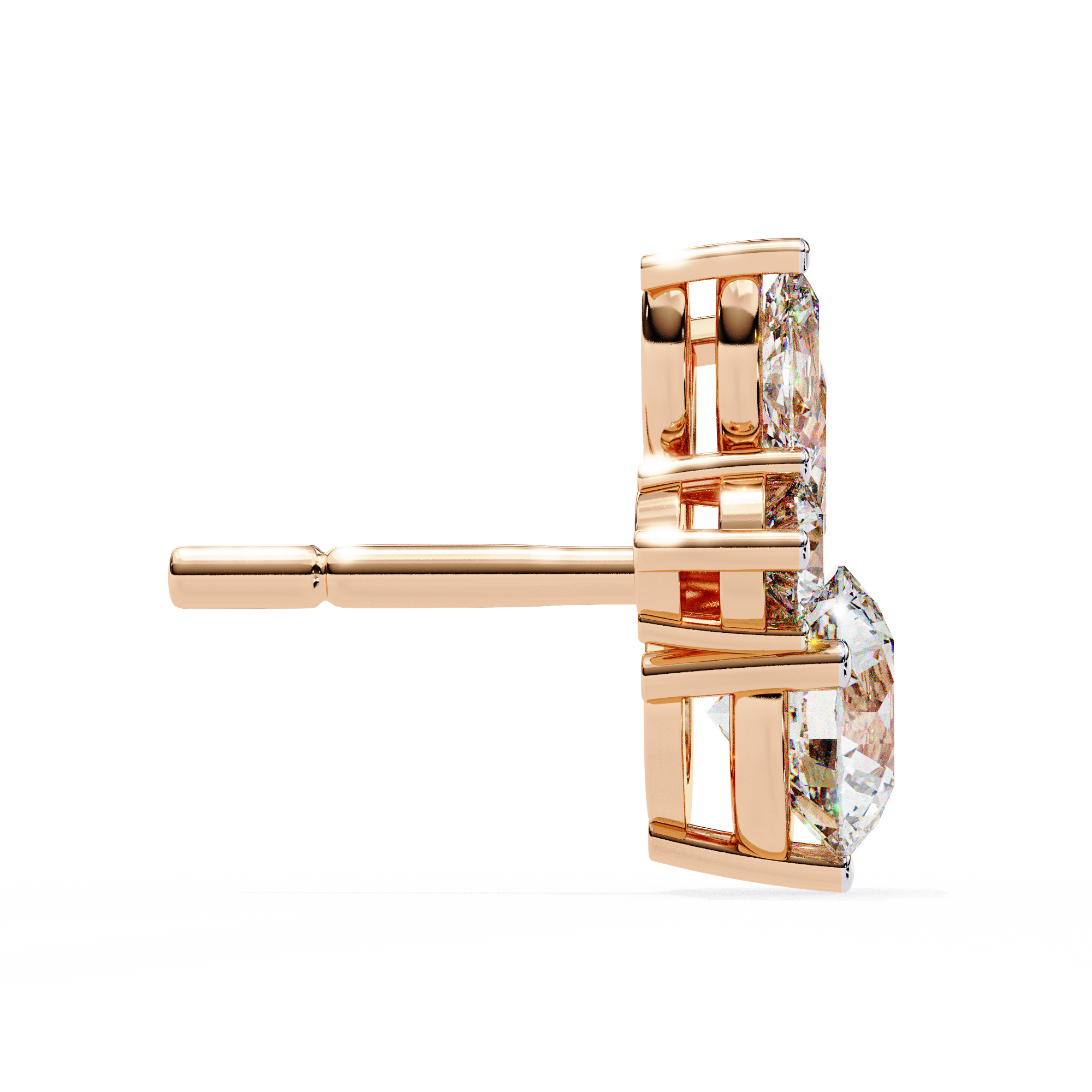 Solitairekart 1.43ct Round & Marquise Cut Natural Diamond Stud Earrings-HI Color, VS-SI Clarity