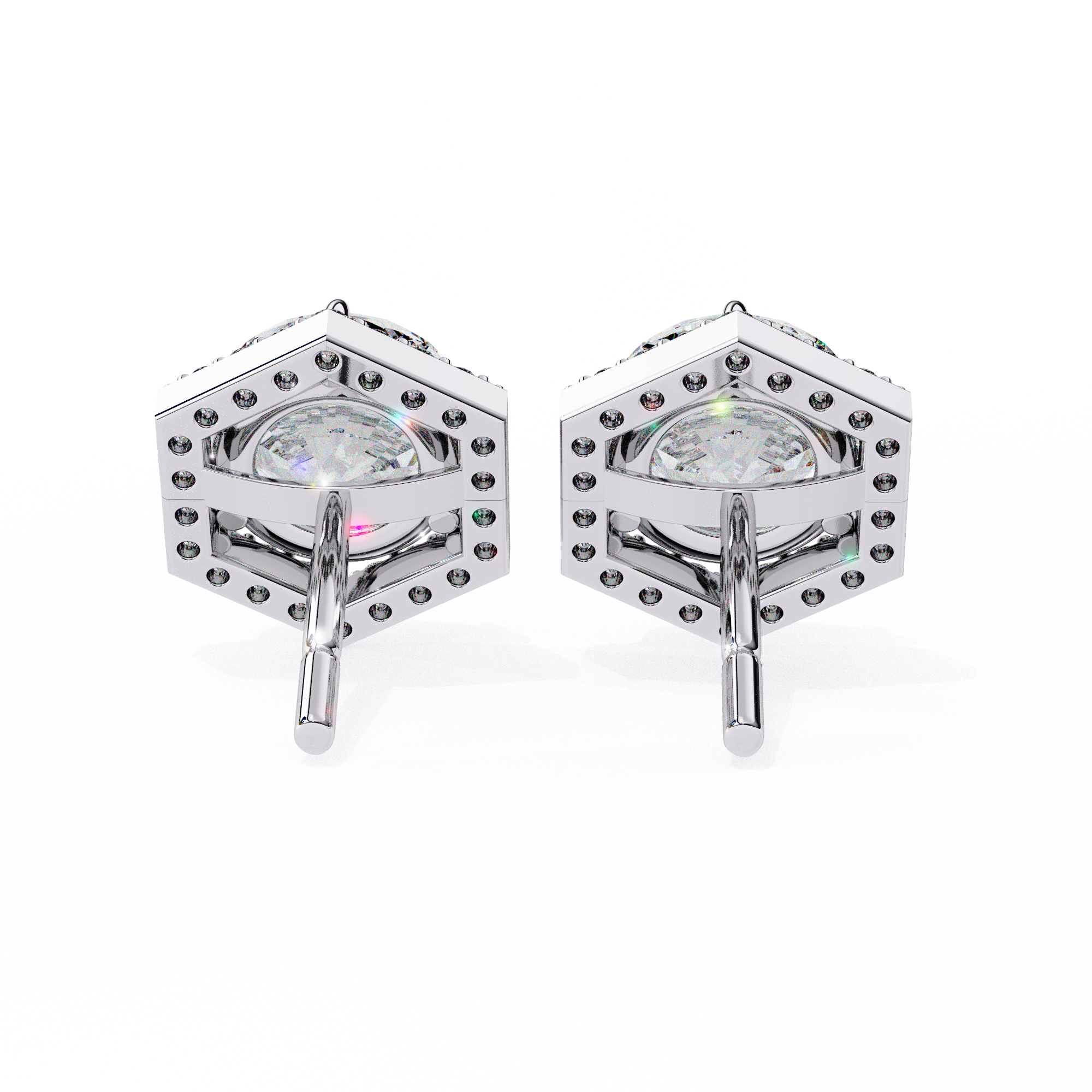 Solitairekart 2.1ct Hexagonal Halo Natural Diamond Stud Earrings-H Color, VS1 Clarity3