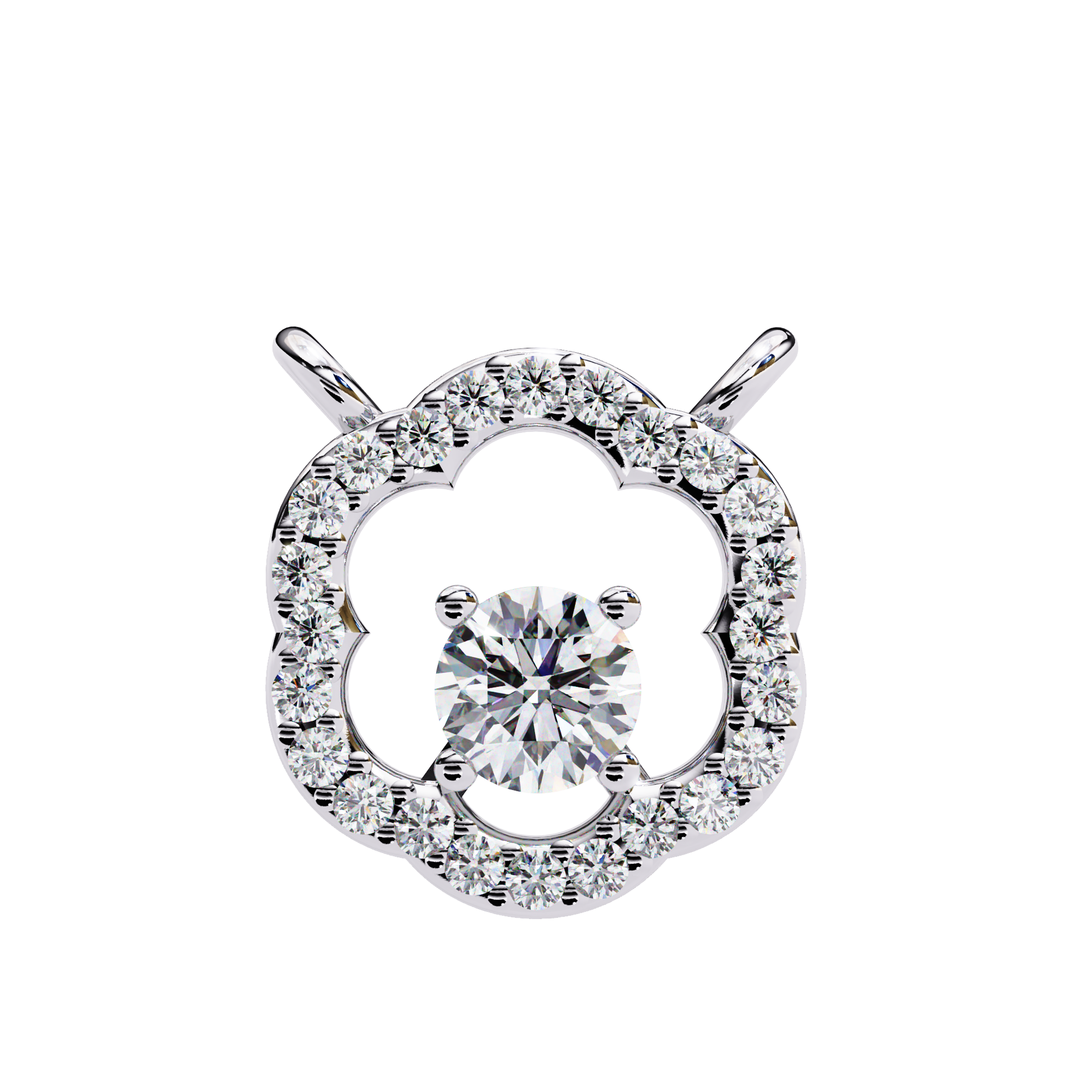 Solitairekart 0.31ct Natural Diamond Bloom Halo Pendant-HI Color, VS-SI Clarity