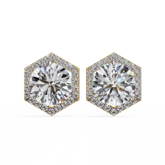 Solitairekart 2.1ct Hexagonal Halo Natural Diamond Stud Earrings-H Color, VS1 Clarity3