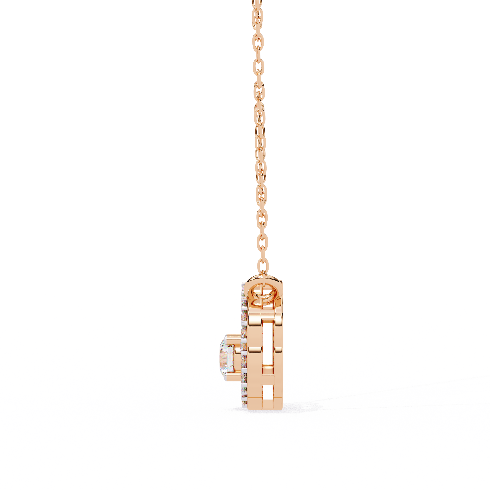 Elegant 0.31ct EF/VS Round Shape Lab-Grown Diamond Halo Pendant Necklace
