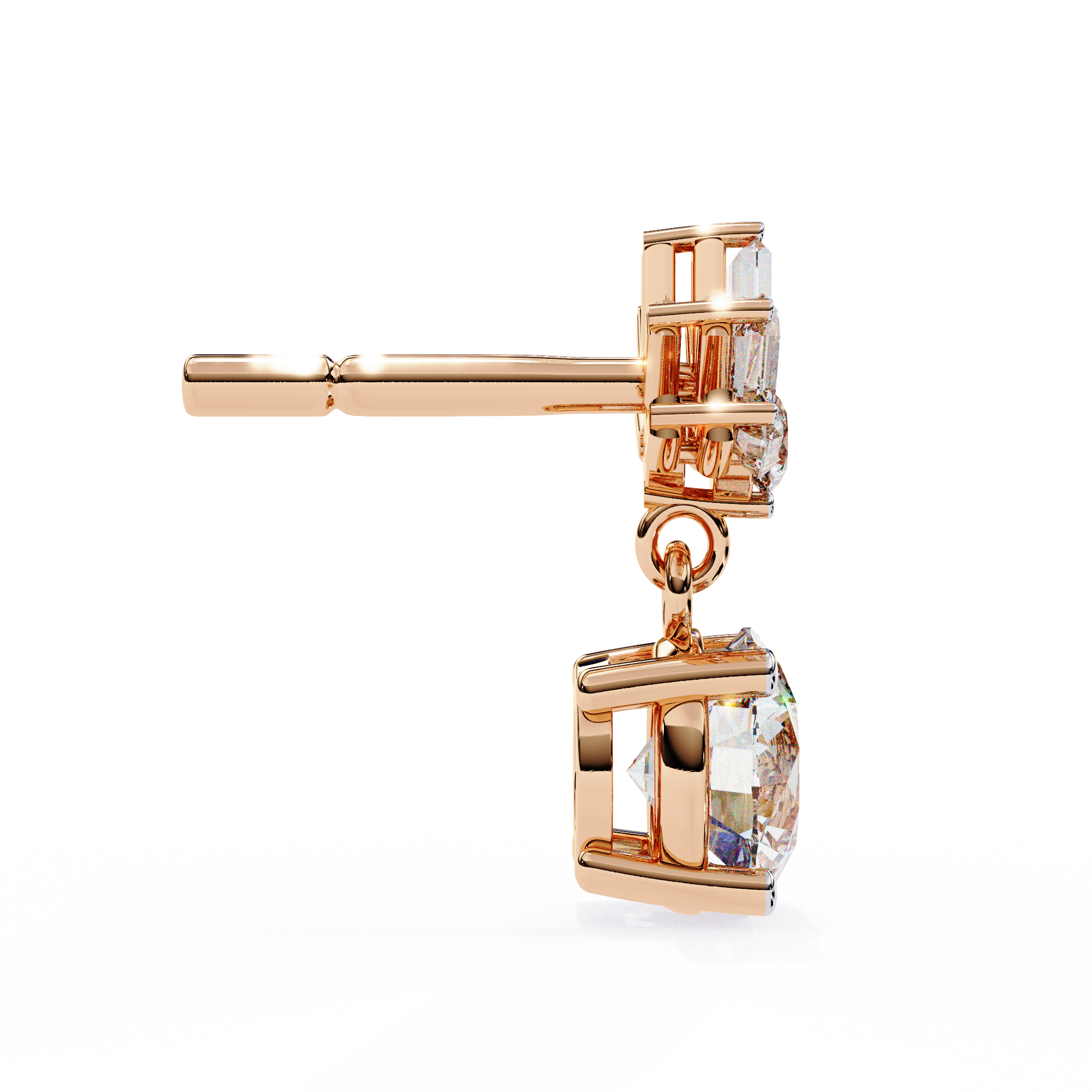 Eternal Cascade: 0.86 Carat Baguette & Round Lab Grown Diamond Dangle Earrings