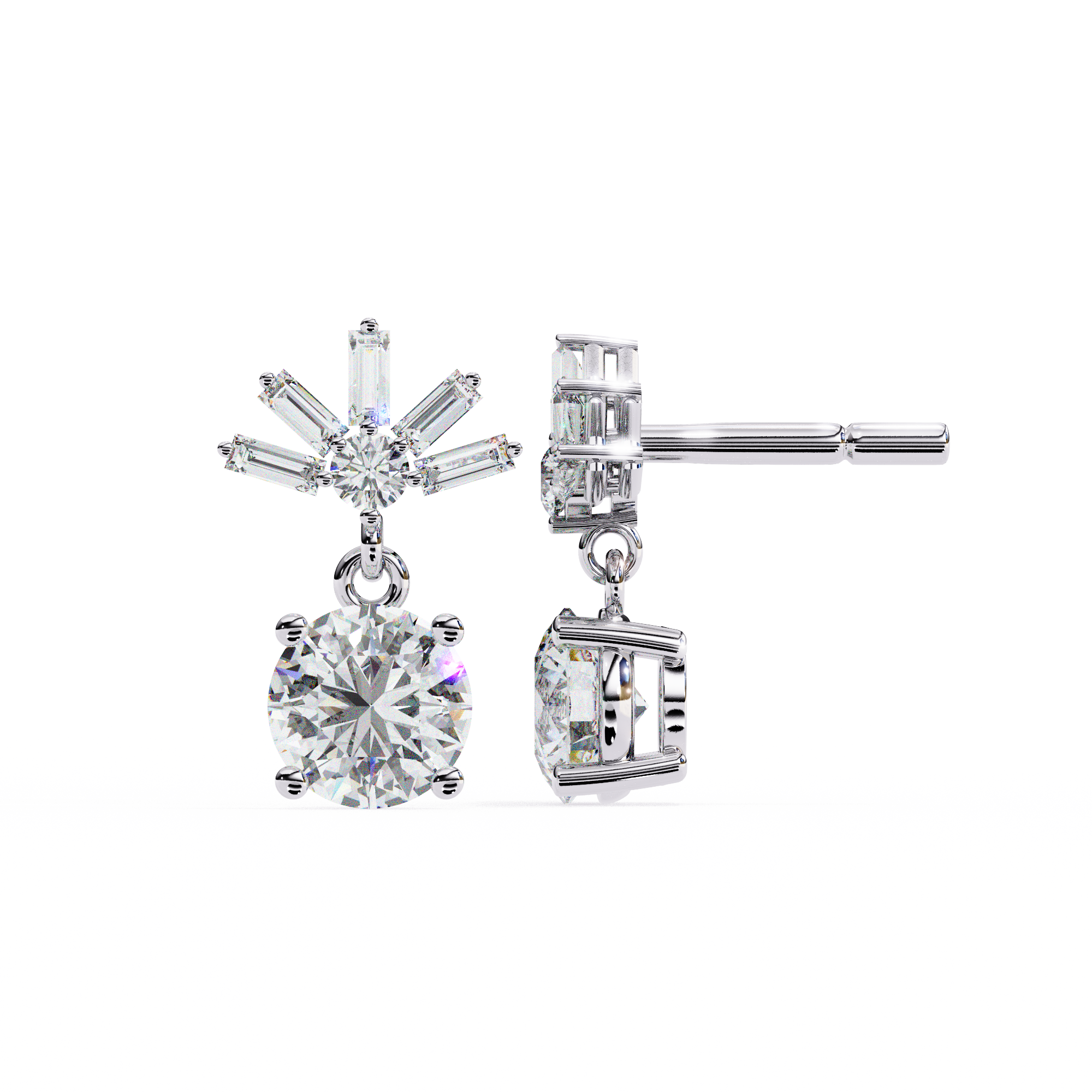 Solitairekart 0.86ct Radiant Burst Natural Diamond Stud Earrings-HI Color, VS-SI Clarity