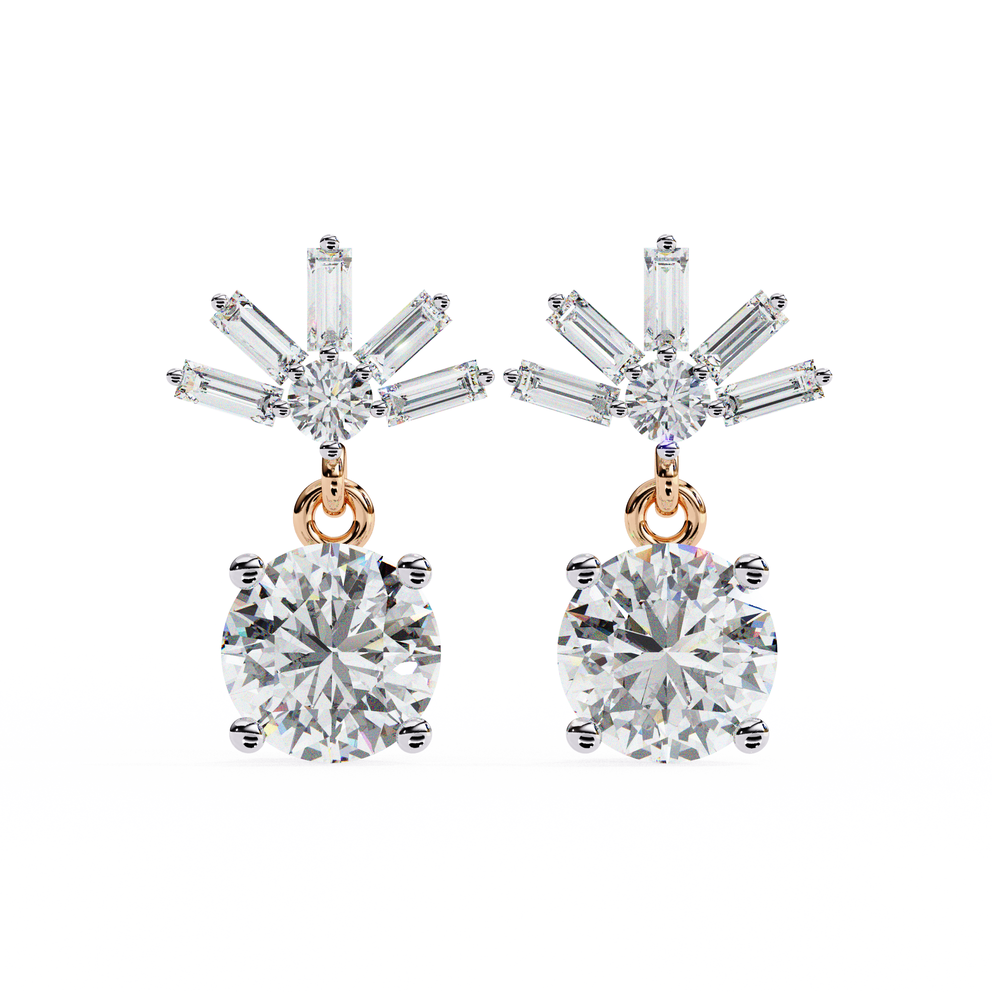 Solitairekart 0.86ct Radiant Burst Natural Diamond Stud Earrings-HI Color, VS-SI Clarity