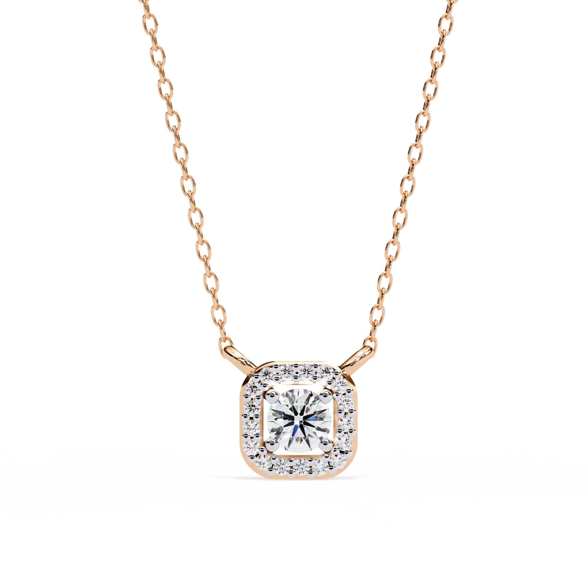 Elegant 0.30ct EF/VS Round Shape Lab-Grown Diamond Halo Pendant Necklace