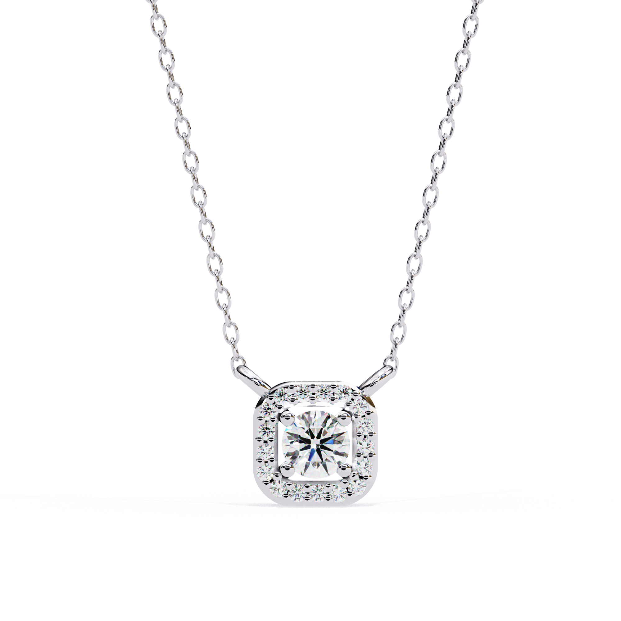Elegant 0.30ct EF/VS Round Shape Lab-Grown Diamond Halo Pendant Necklace