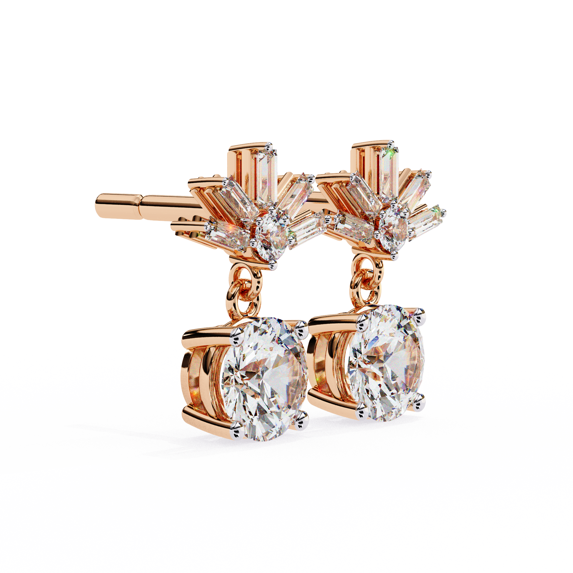 Solitairekart 0.86ct Radiant Burst Natural Diamond Stud Earrings-HI Color, VS-SI Clarity