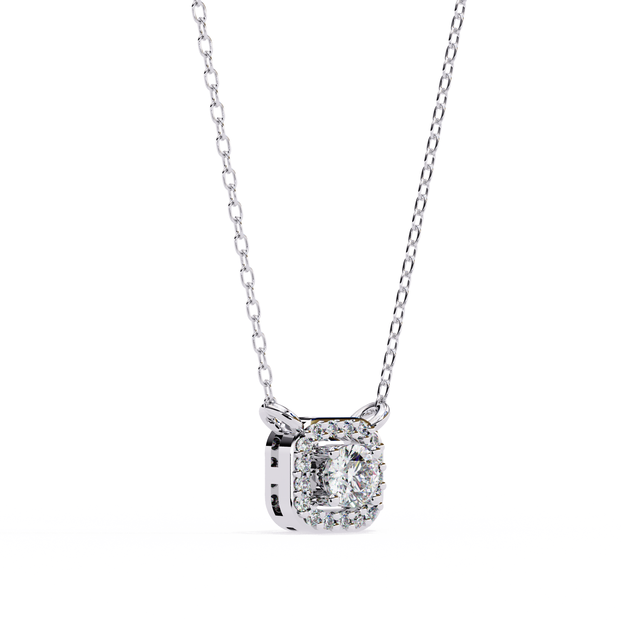 Elegant 0.30ct EF/VS Round Shape Lab-Grown Diamond Halo Pendant Necklace