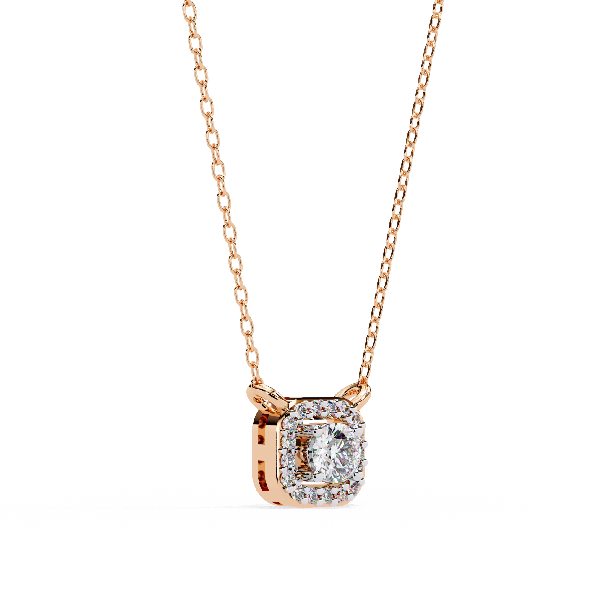 Elegant 0.30ct EF/VS Round Shape Lab-Grown Diamond Halo Pendant Necklace