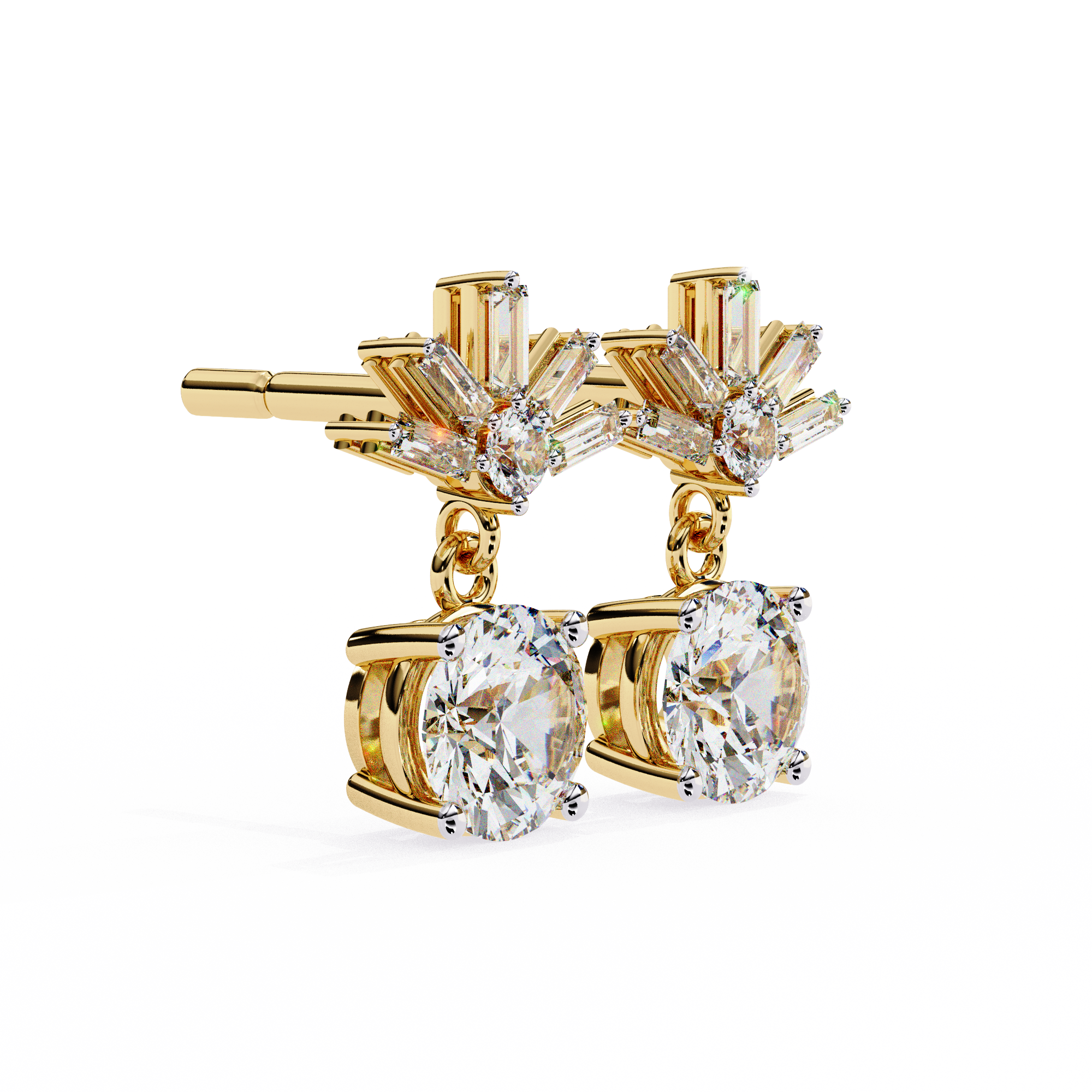 Solitairekart 0.86ct Radiant Burst Natural Diamond Stud Earrings-HI Color, VS-SI Clarity